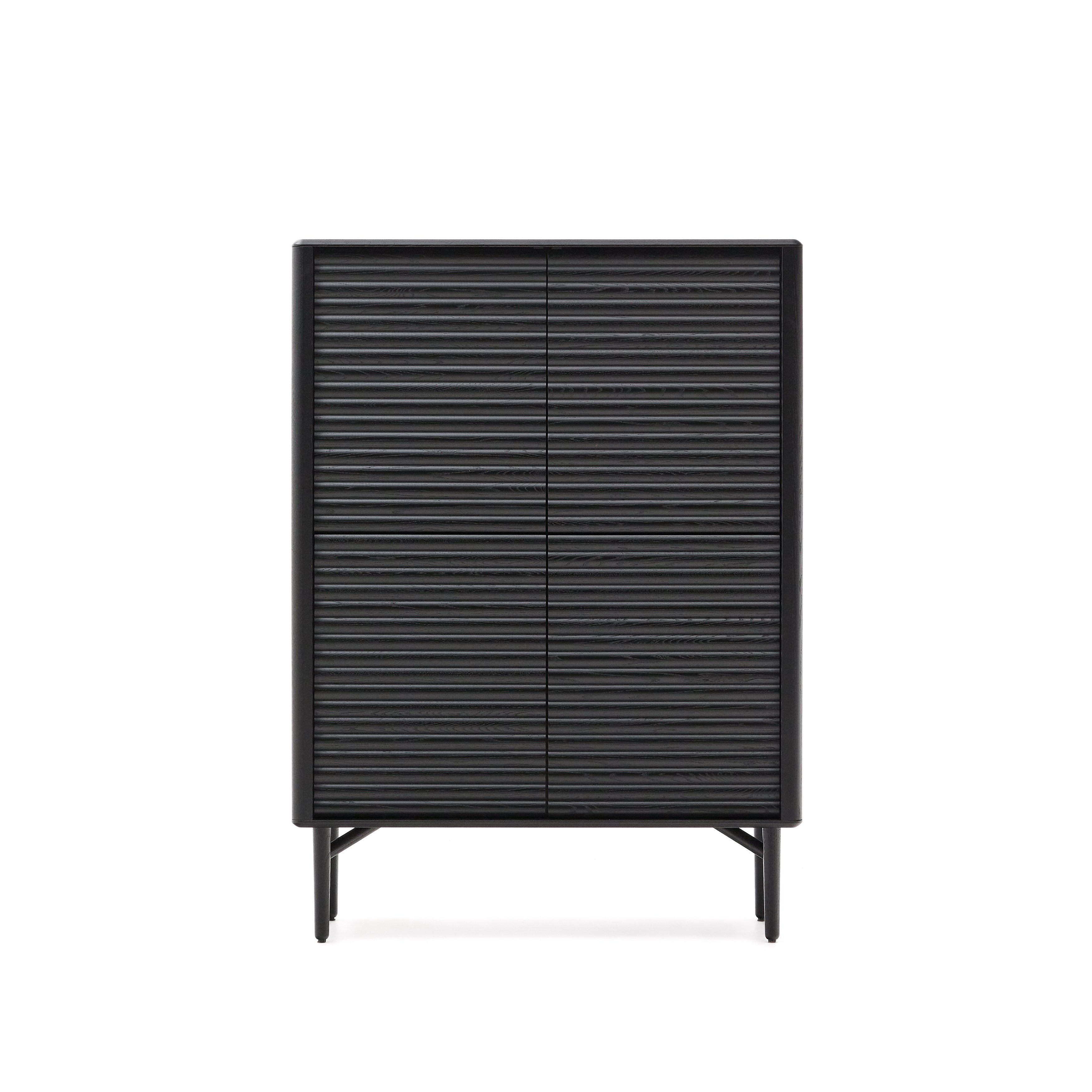 Lenon tall sideboard, 4 doors solid wood and black oak veneer 104,5x144 cm FSC Mix Credit - Product Image