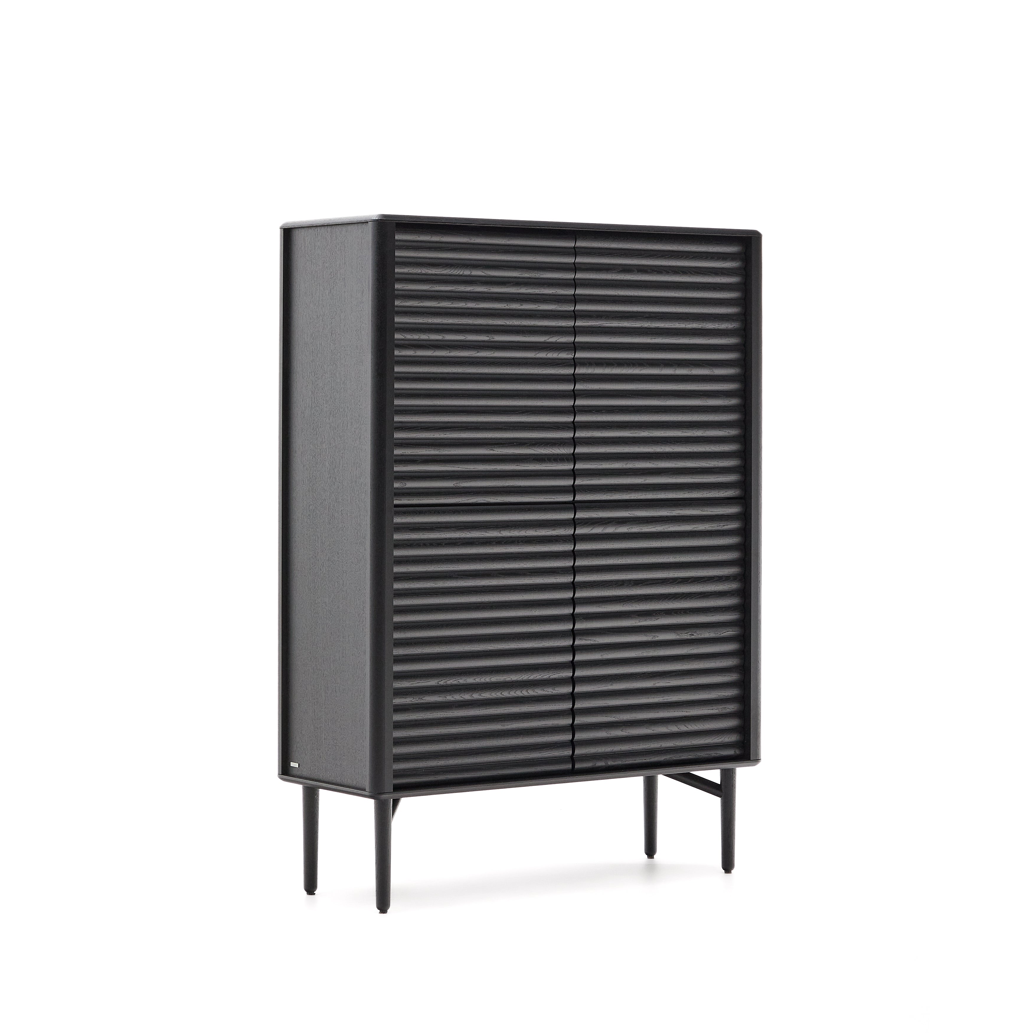 Lenon tall sideboard, 4 doors solid wood and black oak veneer 104,5x144 cm FSC Mix Credit - Product Image