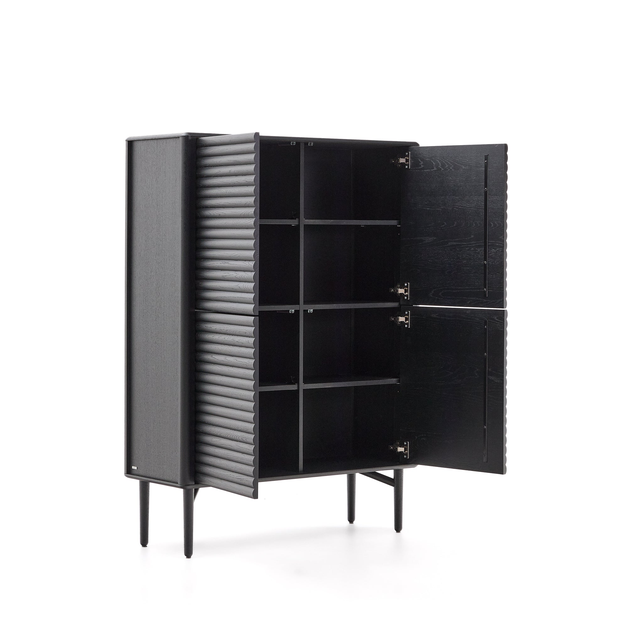 Lenon tall sideboard, 4 doors solid wood and black oak veneer 104,5x144 cm FSC Mix Credit - Product Image