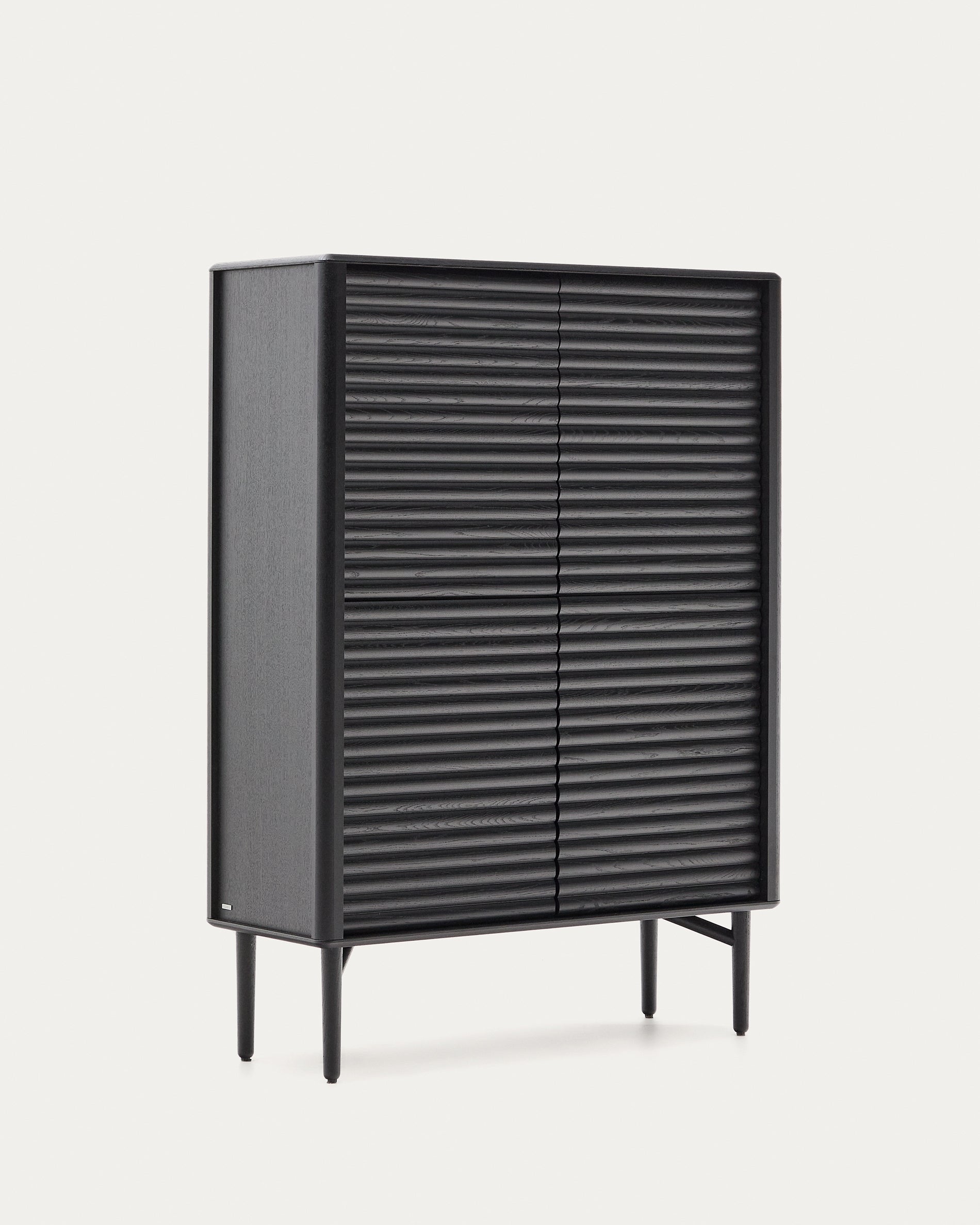 Lenon tall sideboard, 4 doors solid wood and black oak veneer 104,5x144 cm FSC Mix Credit - Product View