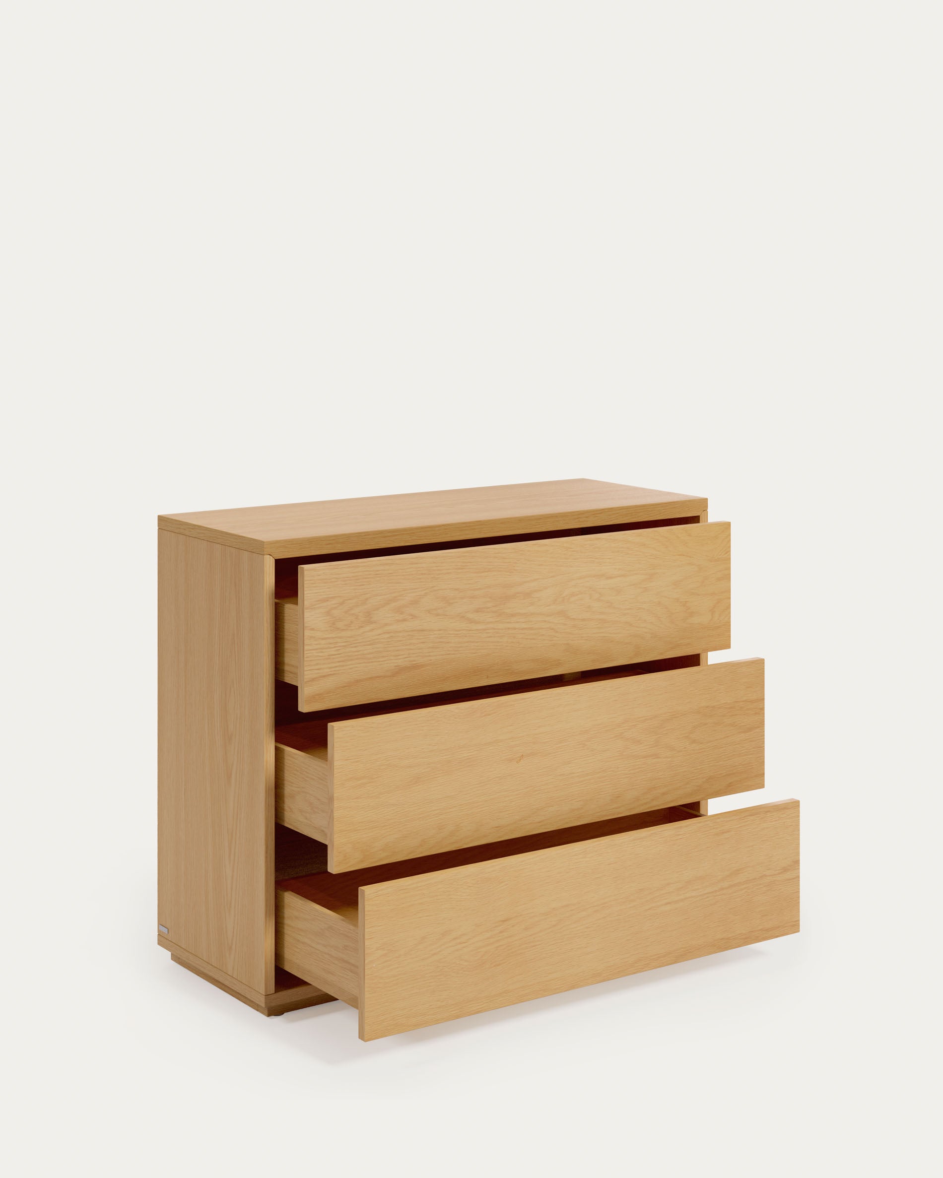Abilen 3-drawer oak veneer chest of drawers, 90 x 75 cm, FSC™ certified - Product View