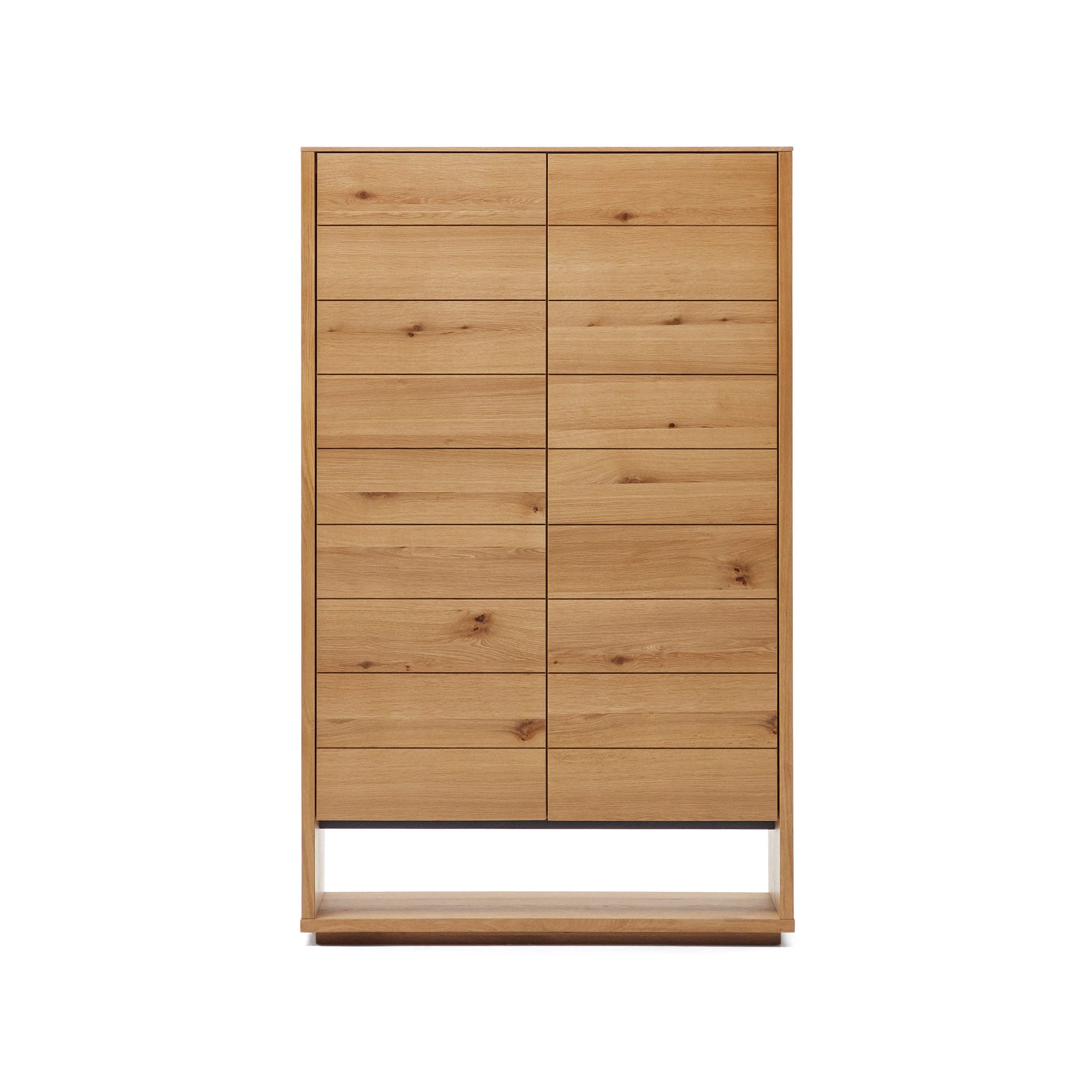 Alguema tall sideboard with 2 doors in oak wood veneer with natural finish, 100 x 163,5 cm - Product Image