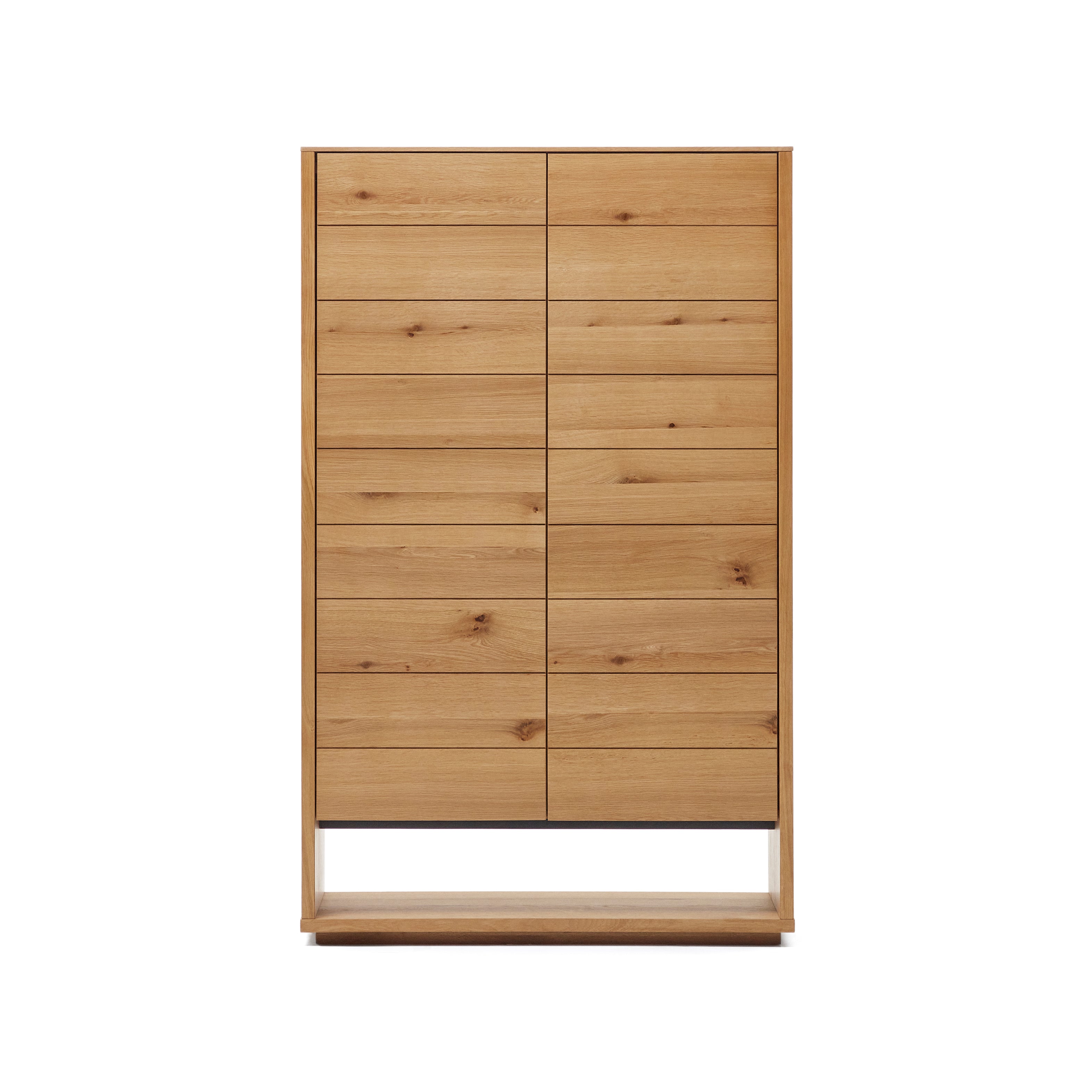 Alguema tall sideboard with 2 doors in oak wood veneer with natural finish, 100 x 163,5 cm - Product Image