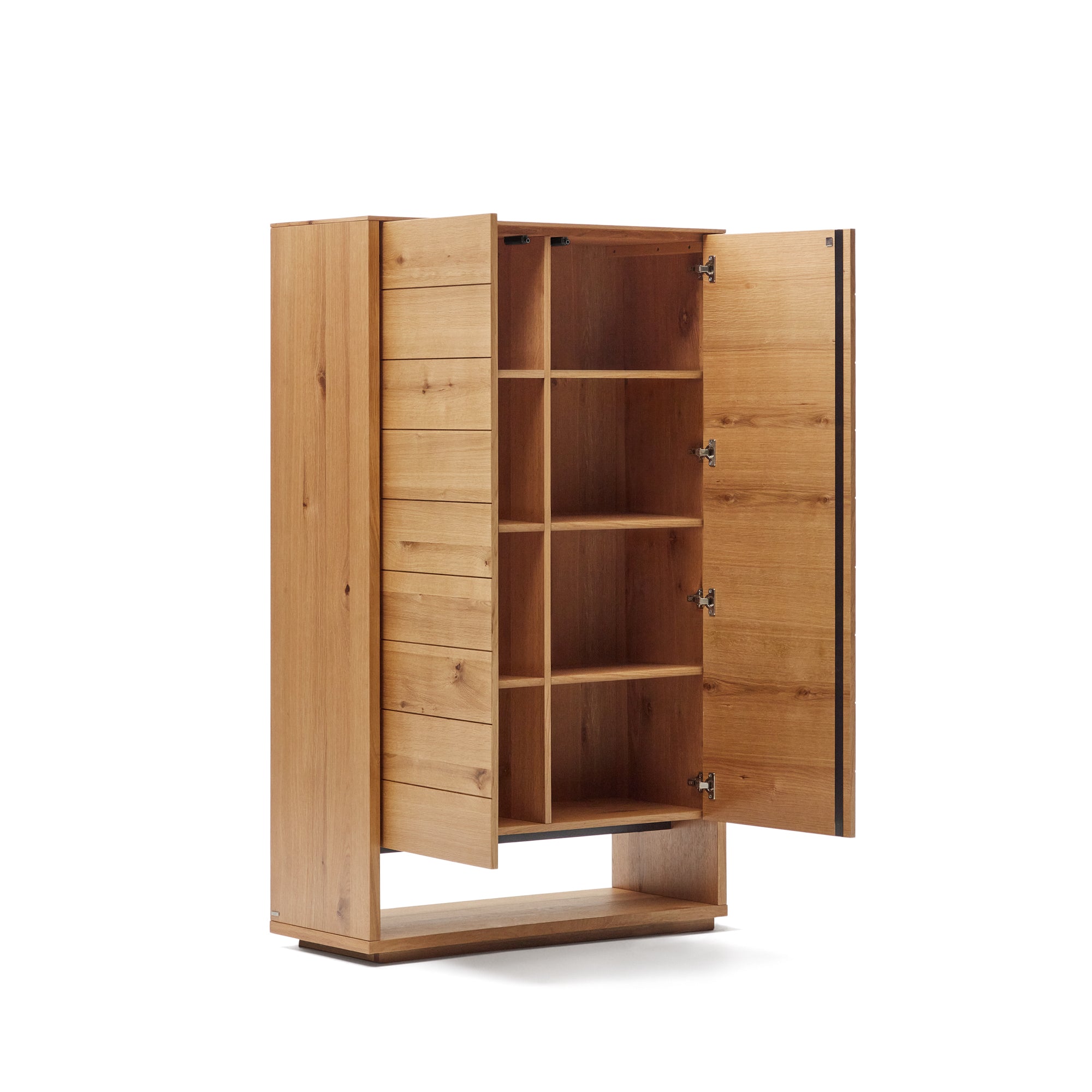 Alguema tall sideboard with 2 doors in oak wood veneer with natural finish, 100 x 163,5 cm - Product Image