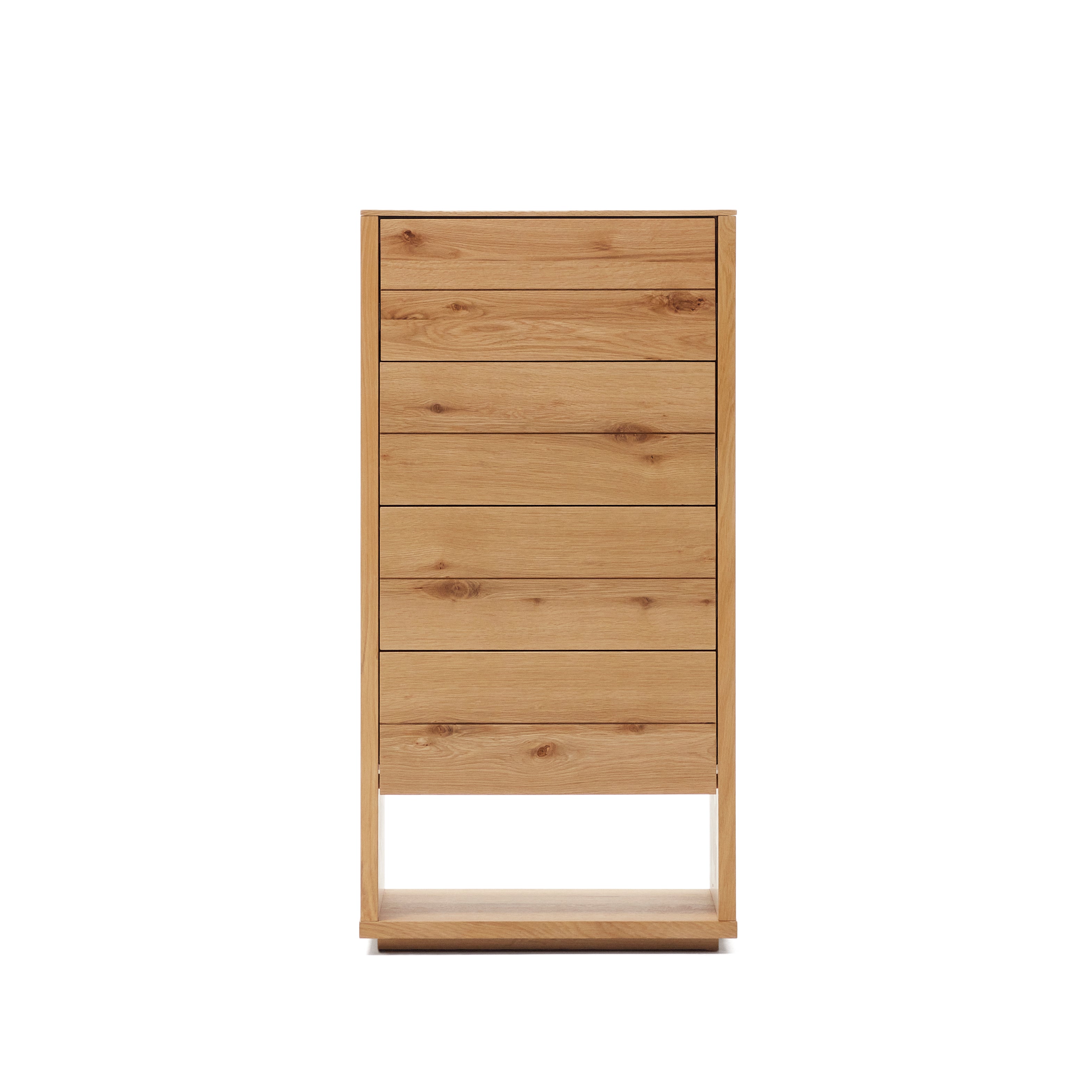 Alguema chest of drawers with 4 drawers in oak wood veneer with natural finish, 60 x 120 cm - Product Image