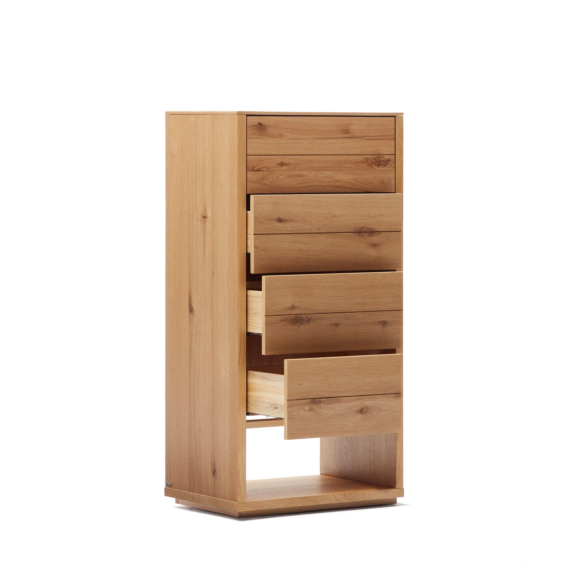 Alguema chest of drawers with 4 drawers in oak wood veneer with natural finish, 60 x 120 cm - Product Image
