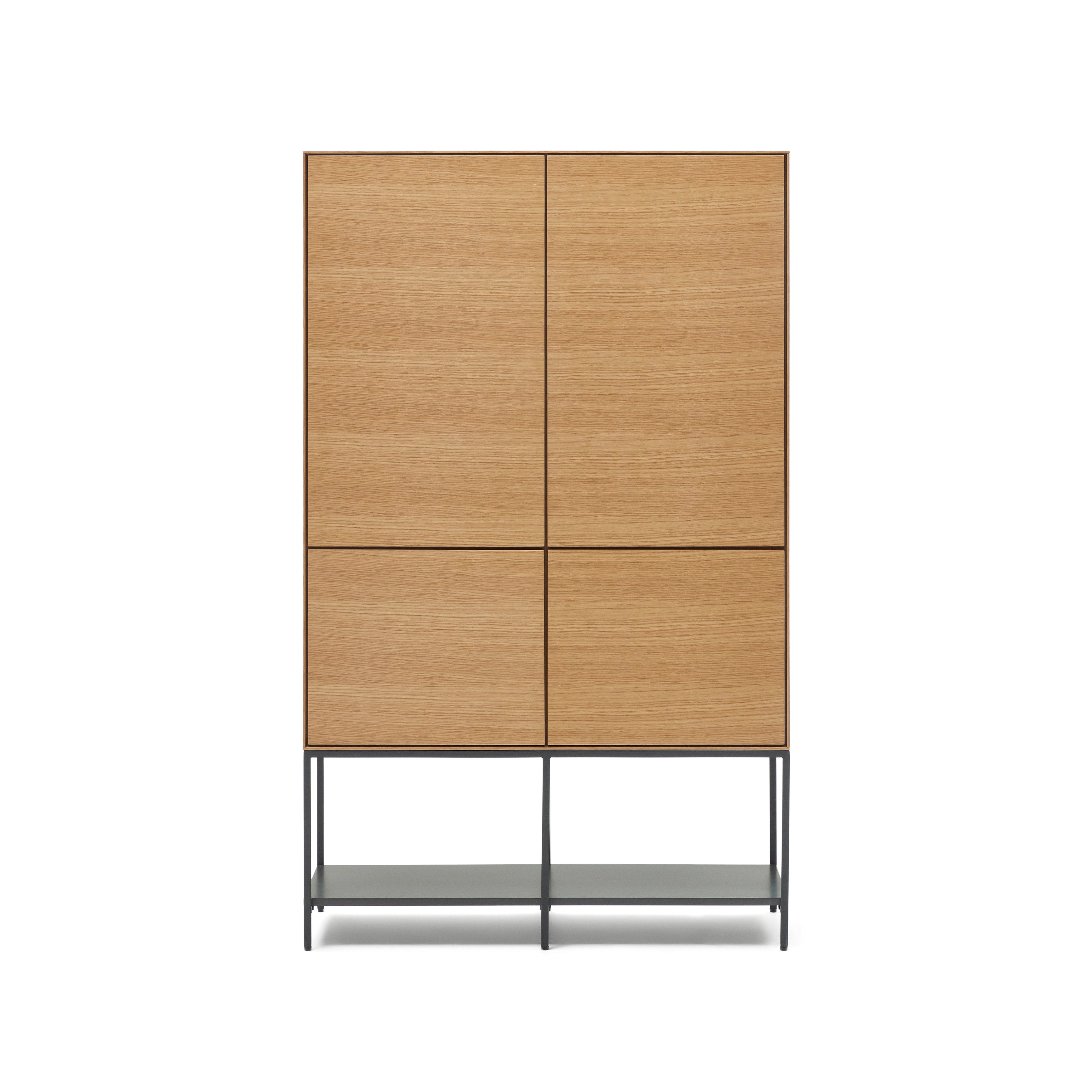 Vedrana 4 door tall sideboard in oak veneer with steel legs, 97.5 x 160 cm - Product Image