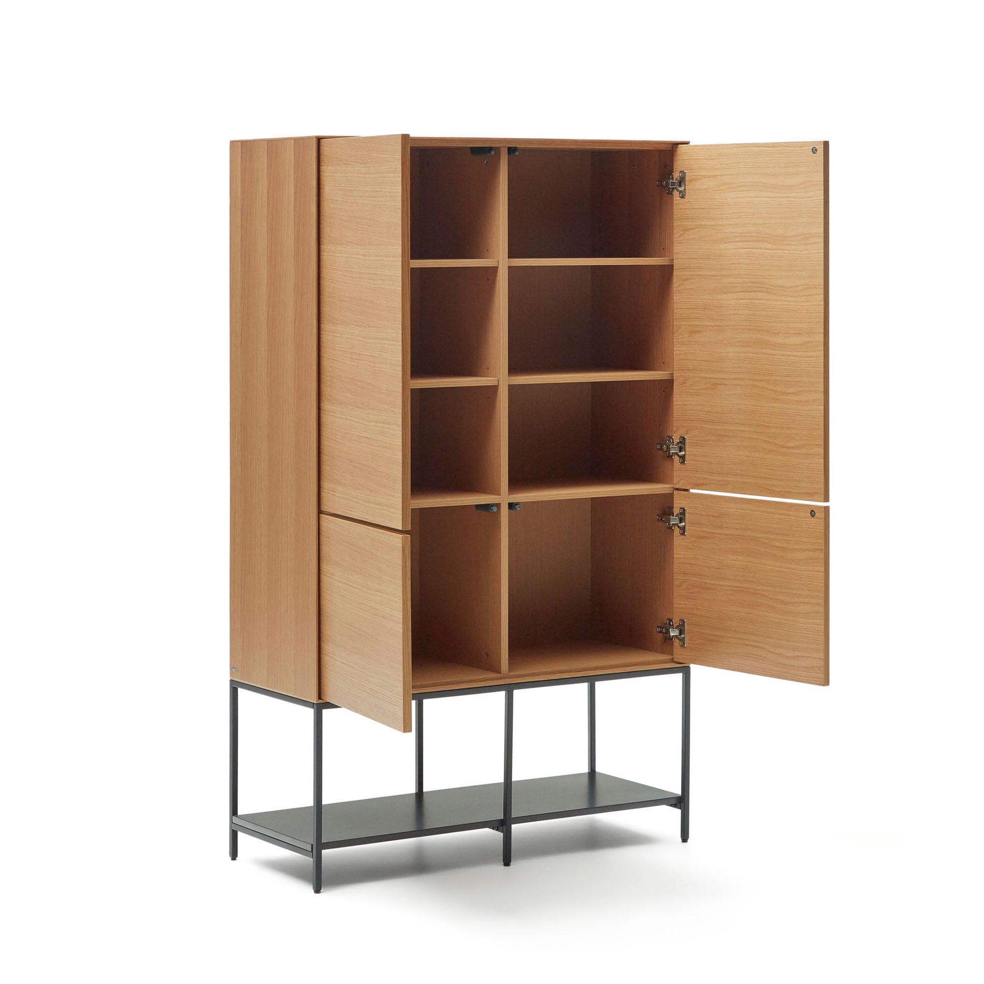 Vedrana 4 door tall sideboard in oak veneer with steel legs, 97.5 x 160 cm - Product Image