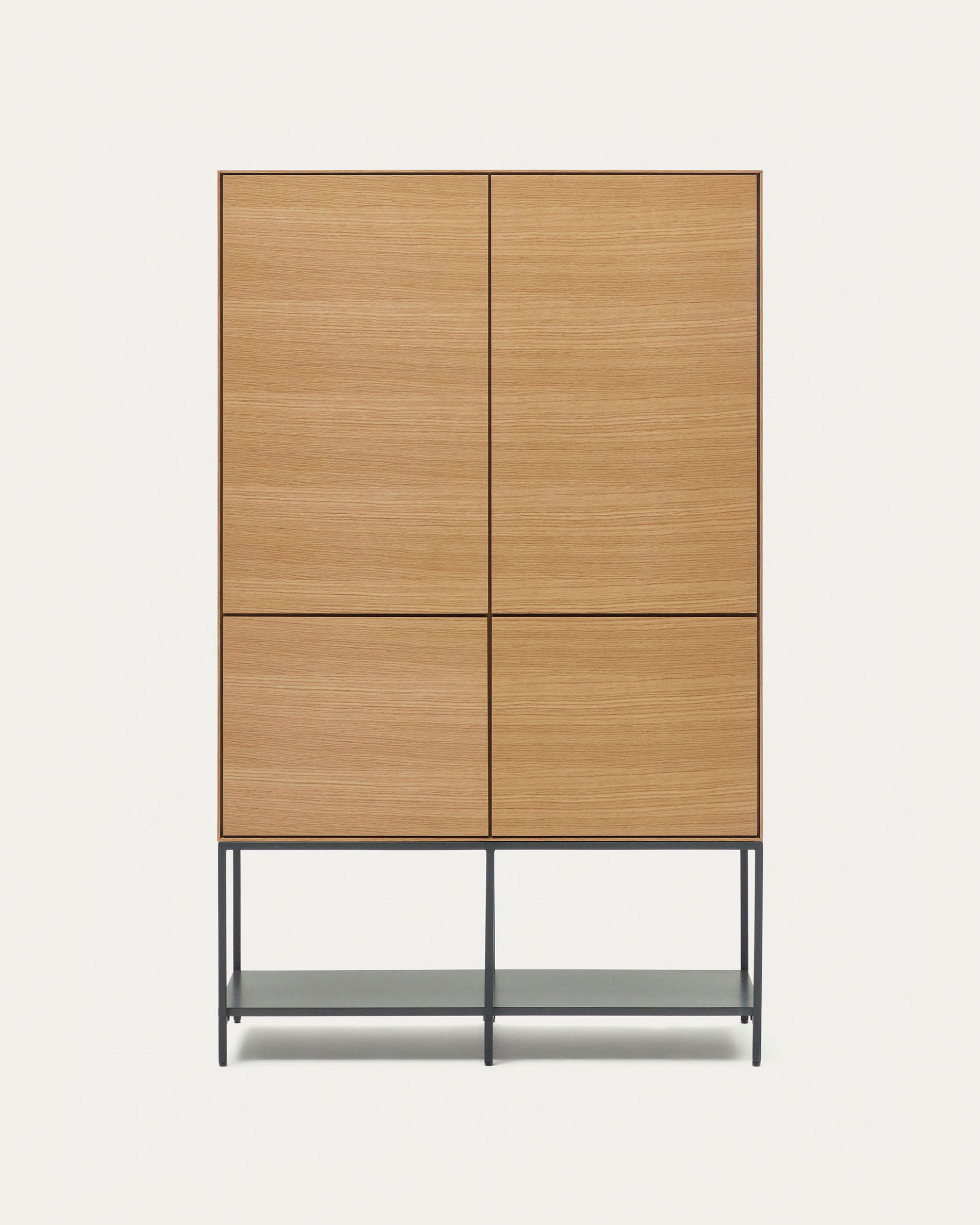 Vedrana 4 door tall sideboard in oak veneer with steel legs, 97.5 x 160 cm - Product View