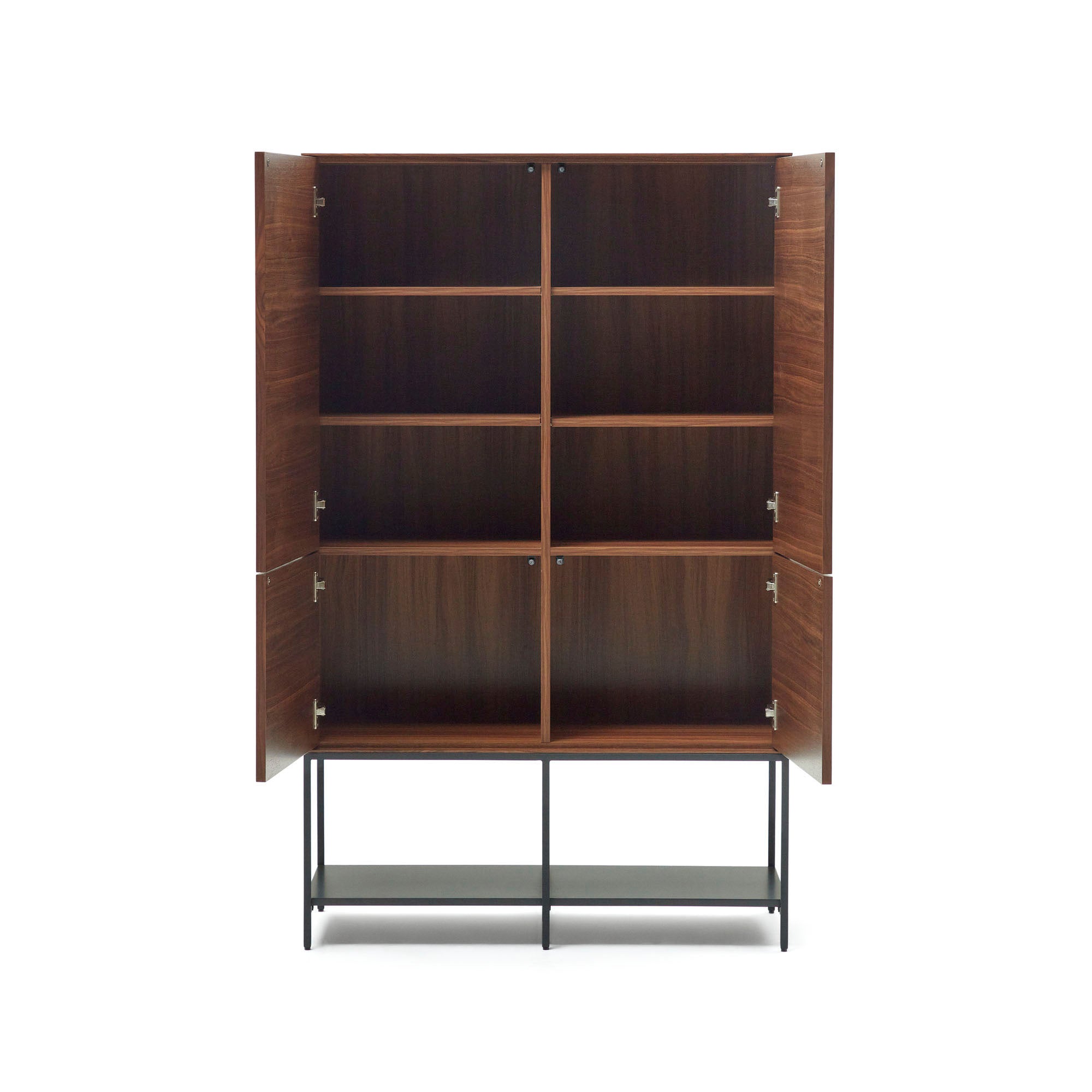 Vedrana 4 door tall sideboard in walnut veneer with steel legs, 97.5 x 160 cm - Product Image