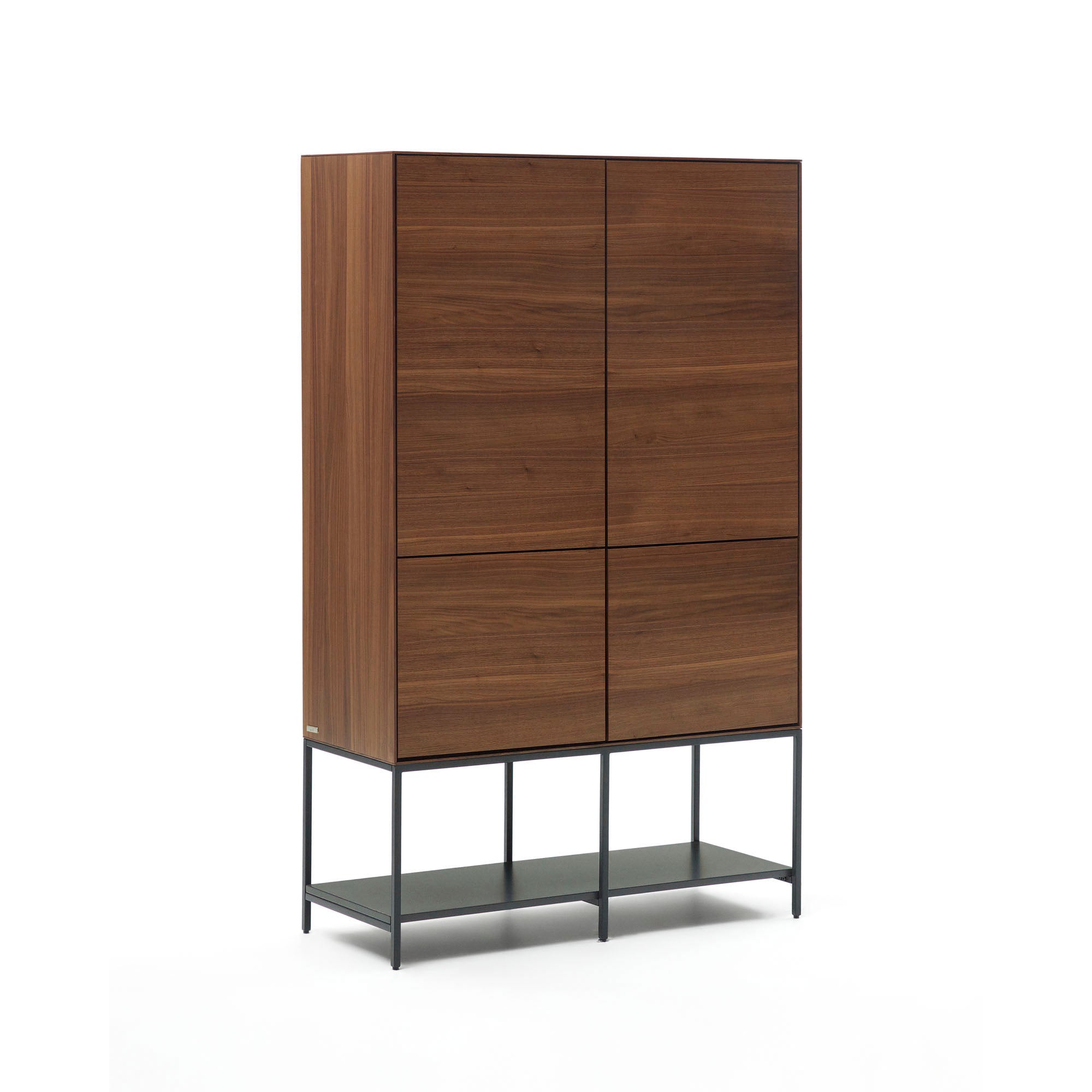 Vedrana 4 door tall sideboard in walnut veneer with steel legs, 97.5 x 160 cm - Product Image