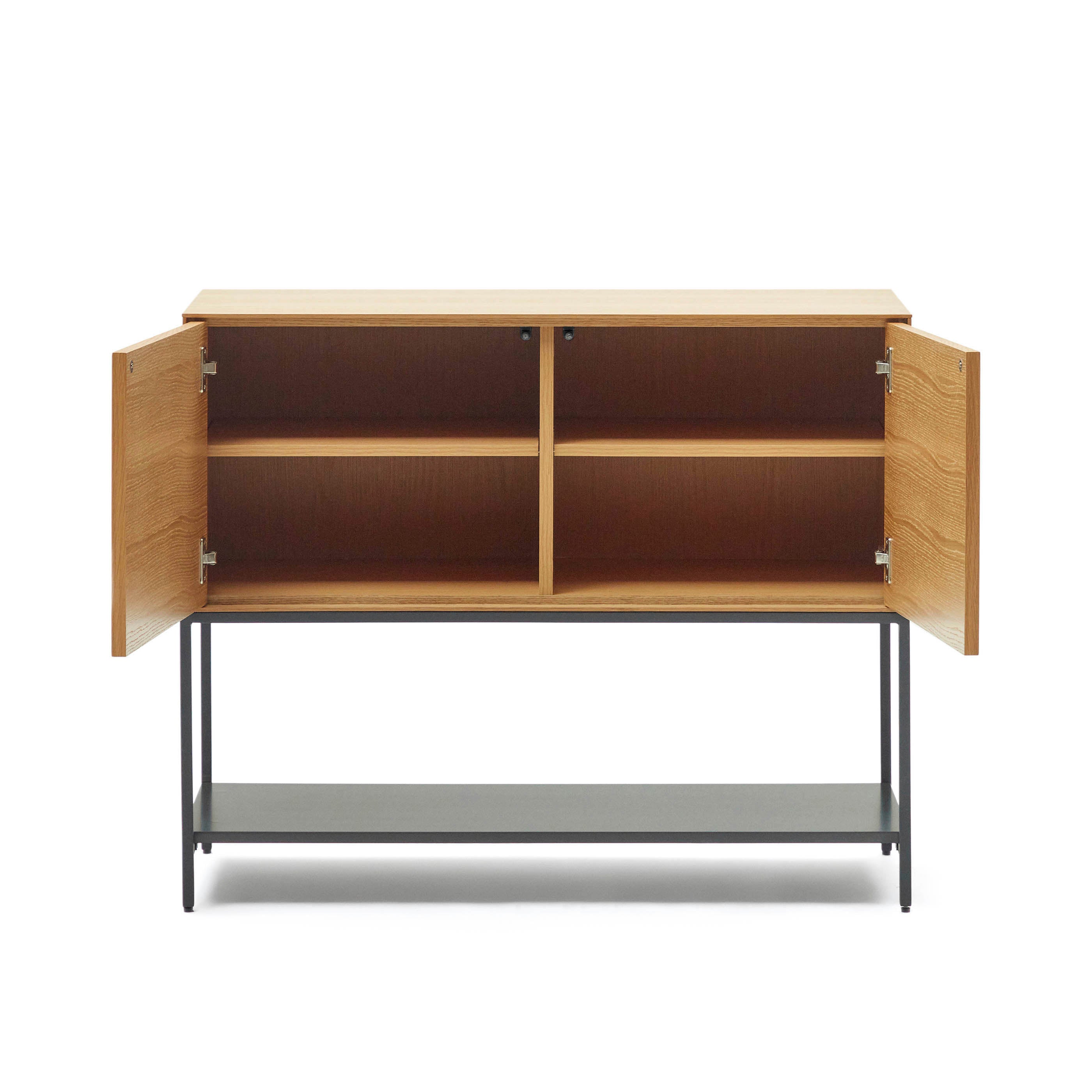 Vedrana 2 door sideboard in oak veneer with steel legs, 98 x 80 cm - Product Image