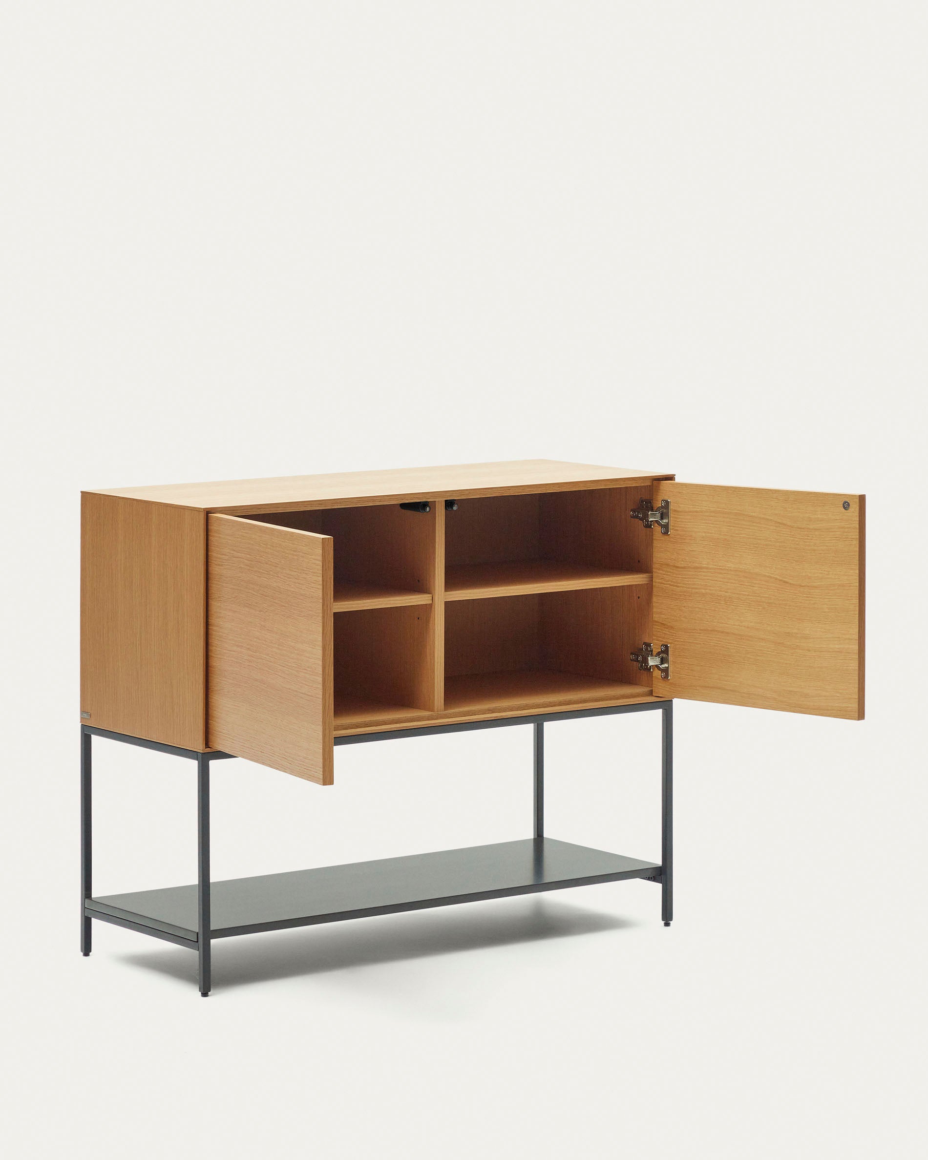 Vedrana 2 door sideboard in oak veneer with steel legs, 98 x 80 cm - Product View