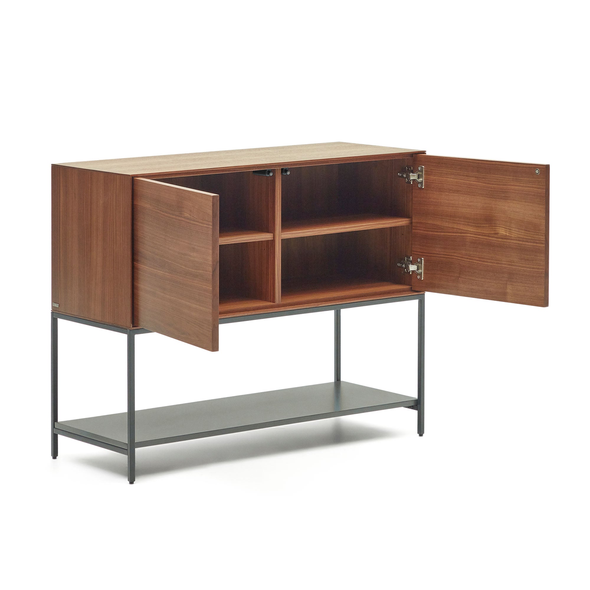Vedrana 2 door sideboard in walnut veneer with steel legs, 97.5 x 80 cm - Product Image