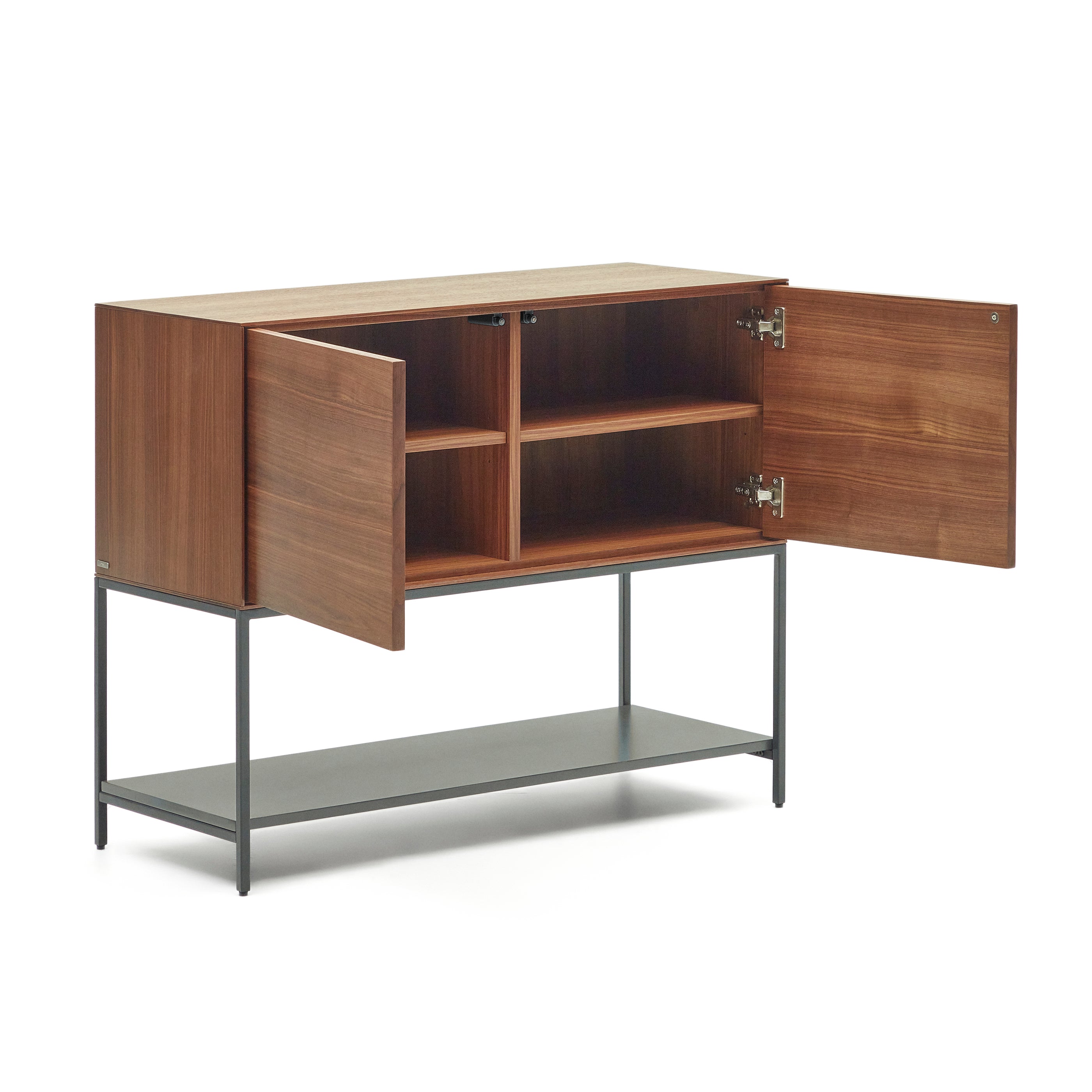 Vedrana 2 door sideboard in walnut veneer with steel legs, 97.5 x 80 cm - Product Image