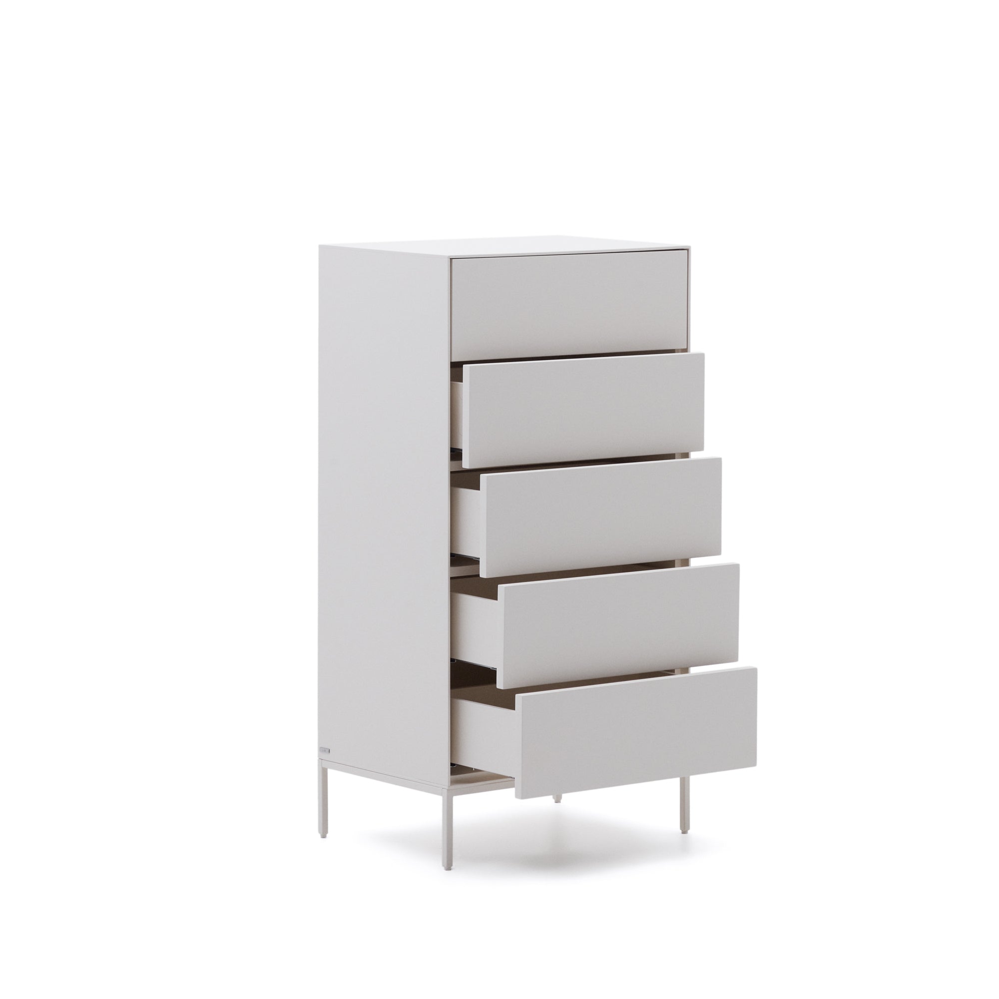 Vedrana 5-drawer chest of drawers white lacquered MDF 60 x 114 cm - Product Image