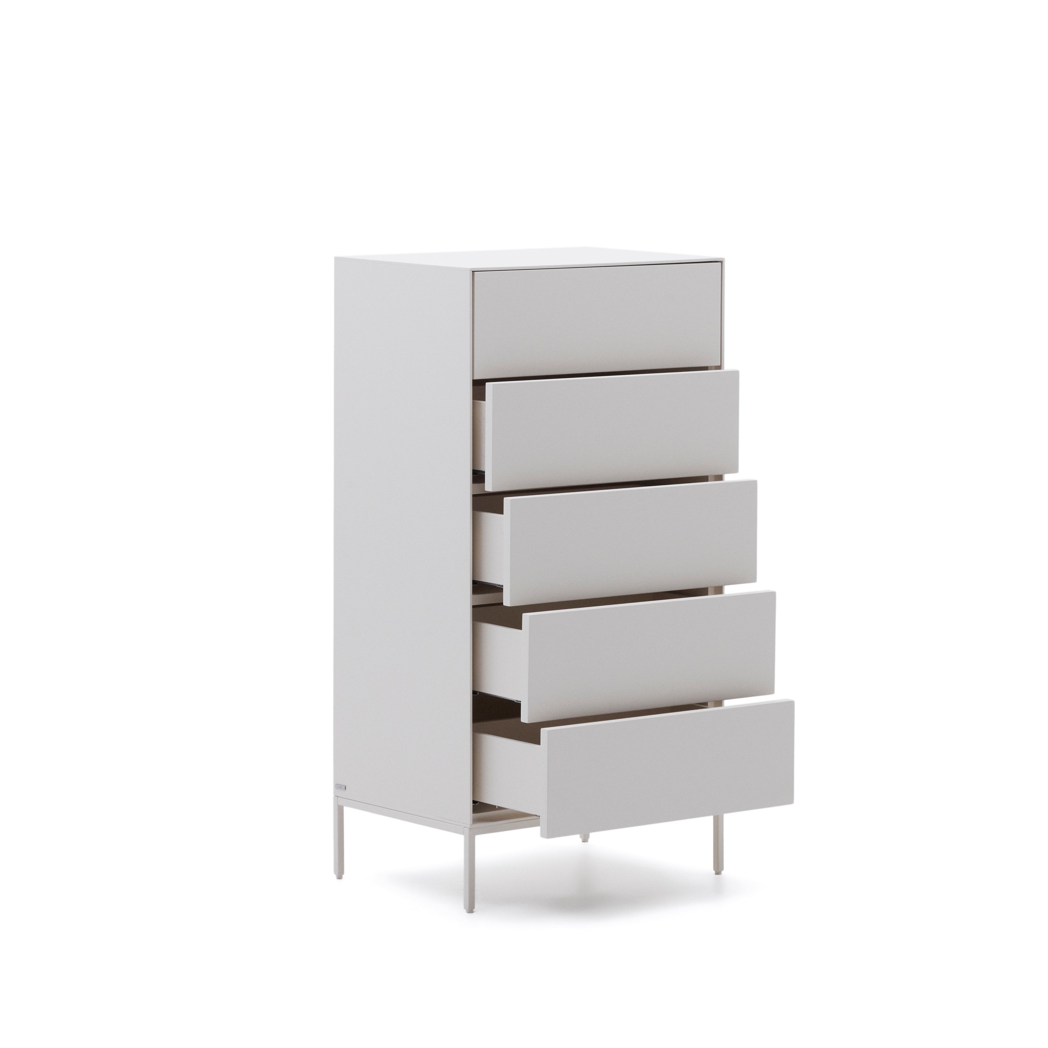 Vedrana 5-drawer chest of drawers white lacquered MDF 60 x 114 cm - Product Image