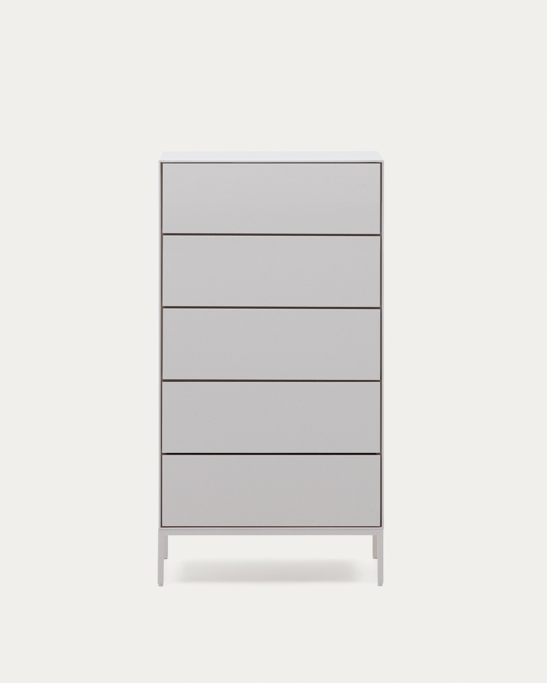 Vedrana 5-drawer chest of drawers white lacquered MDF 60 x 114 cm - Product View