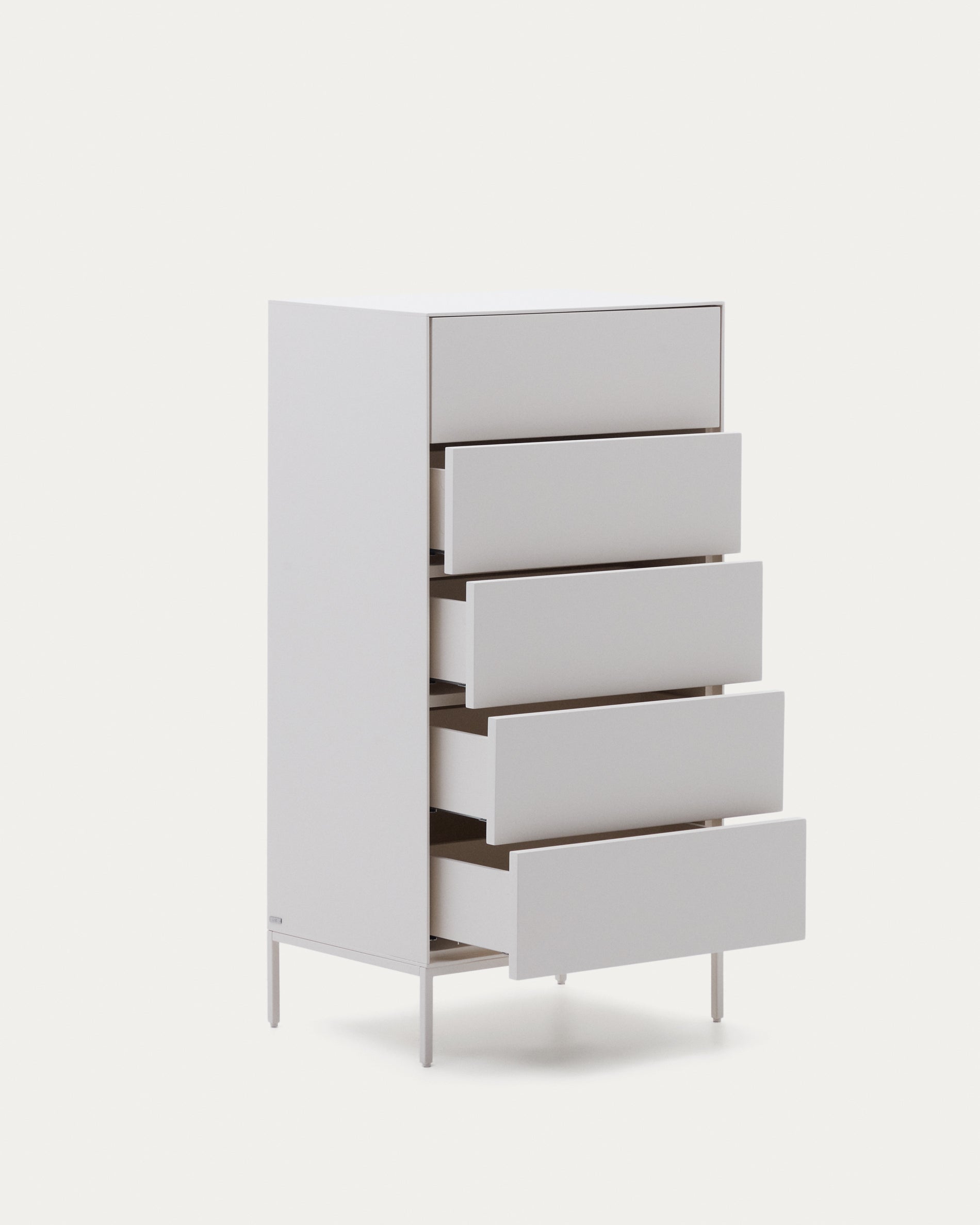 Vedrana 5-drawer chest of drawers white lacquered MDF 60 x 114 cm - Product View