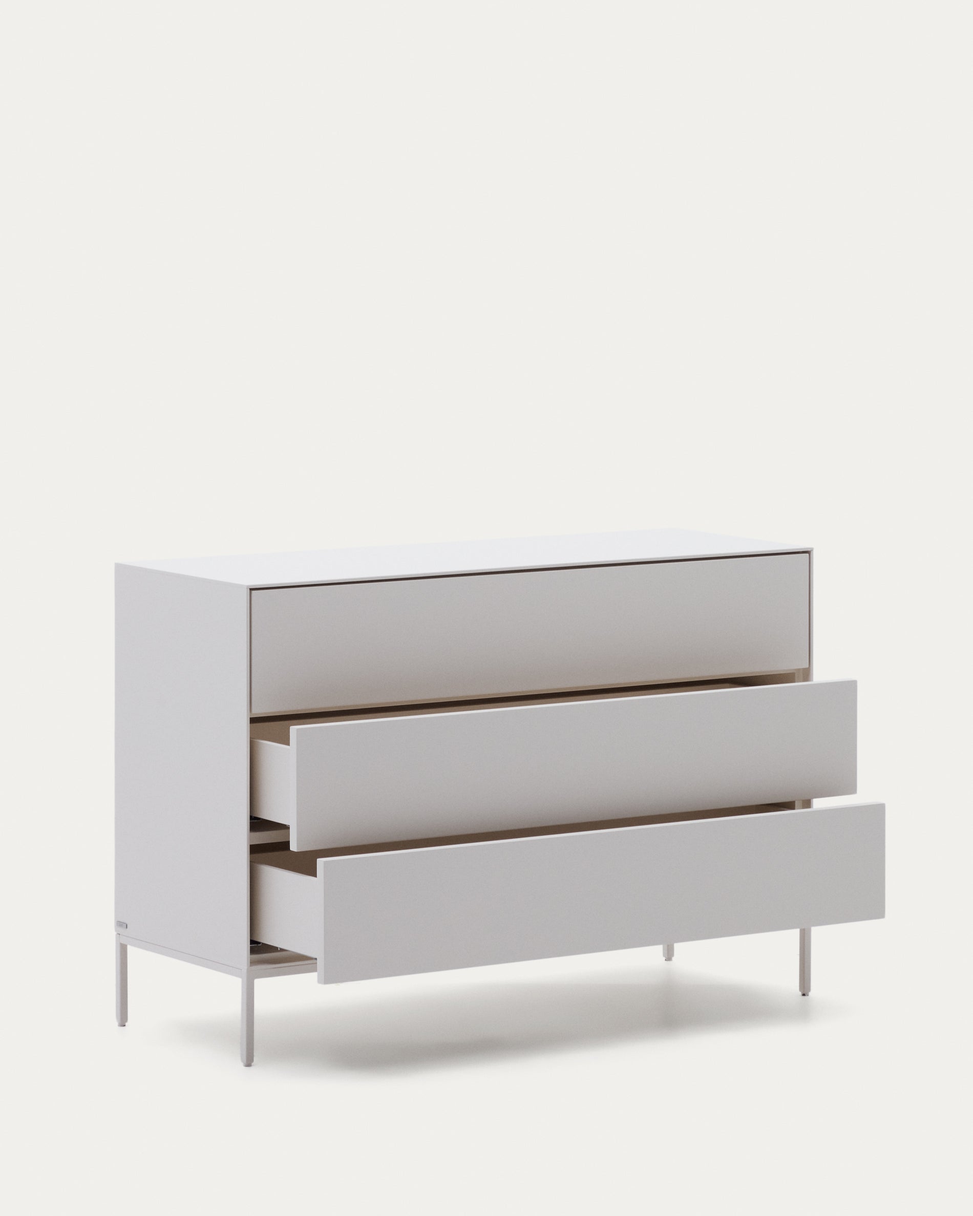 Vedrana 3-drawer chest of drawers white lacquered MDF 110 x 75 cm - Product View