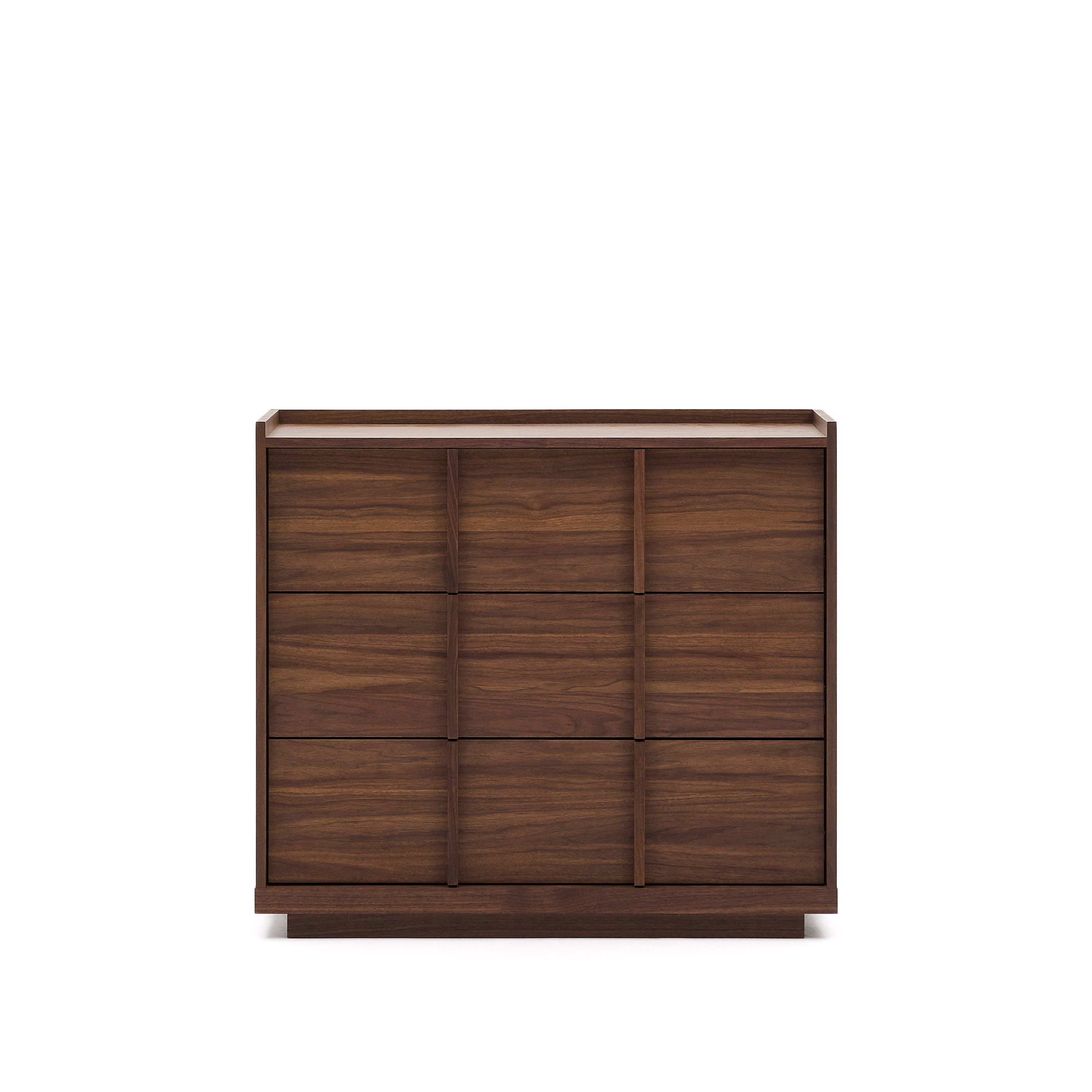 Onix chest of drawers with 3 drawers and walnut veneer, dark finish, 100 x 78 cm