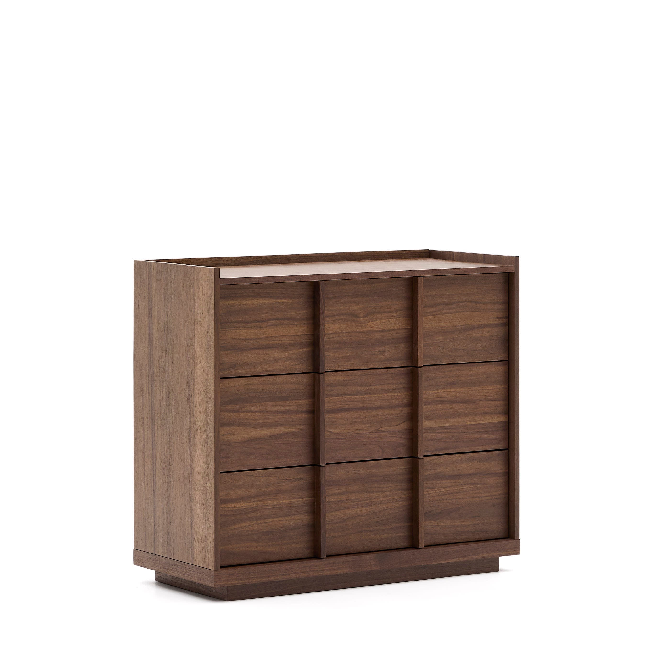 Onix chest of drawers with 3 drawers and walnut veneer, dark finish, 100 x 78 cm