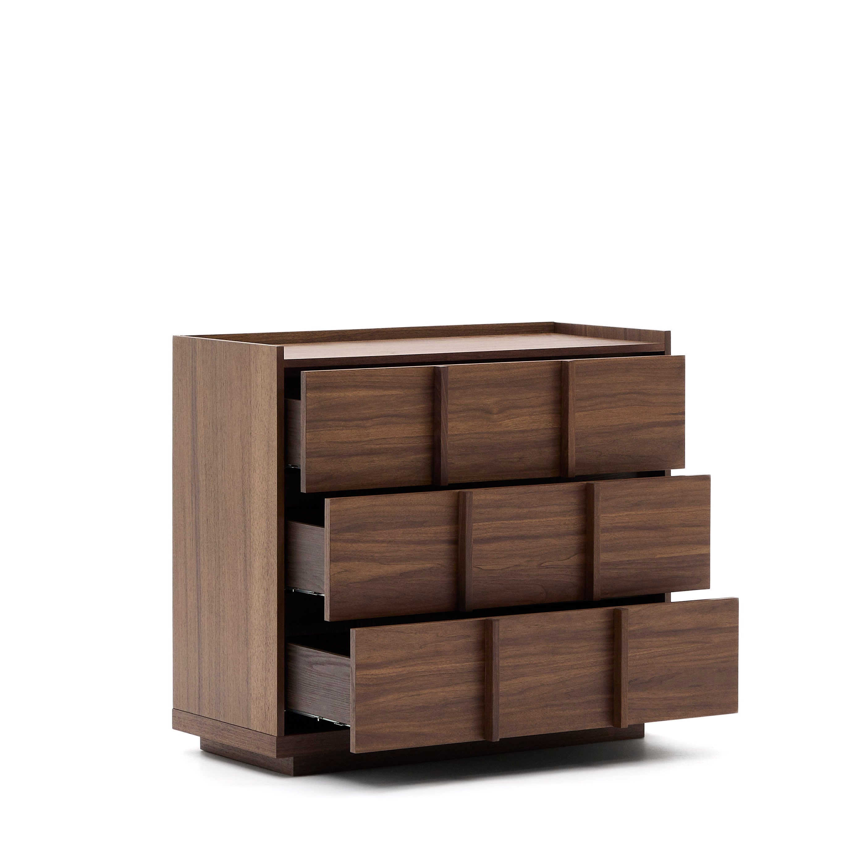 Onix chest of drawers with 3 drawers and walnut veneer, dark finish, 100 x 78 cm