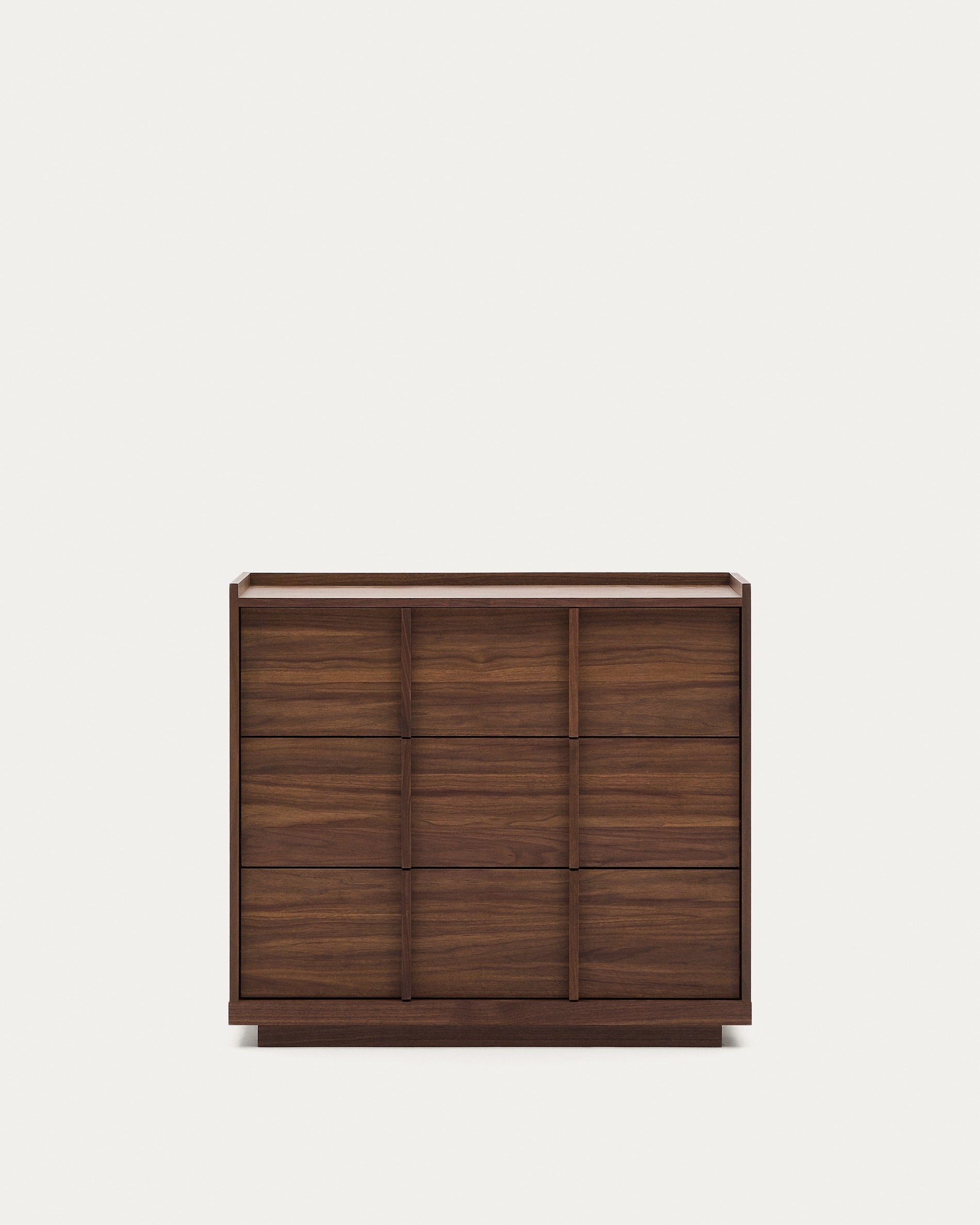 Onix chest of drawers with 3 drawers and walnut veneer, dark finish, 100 x 78 cm