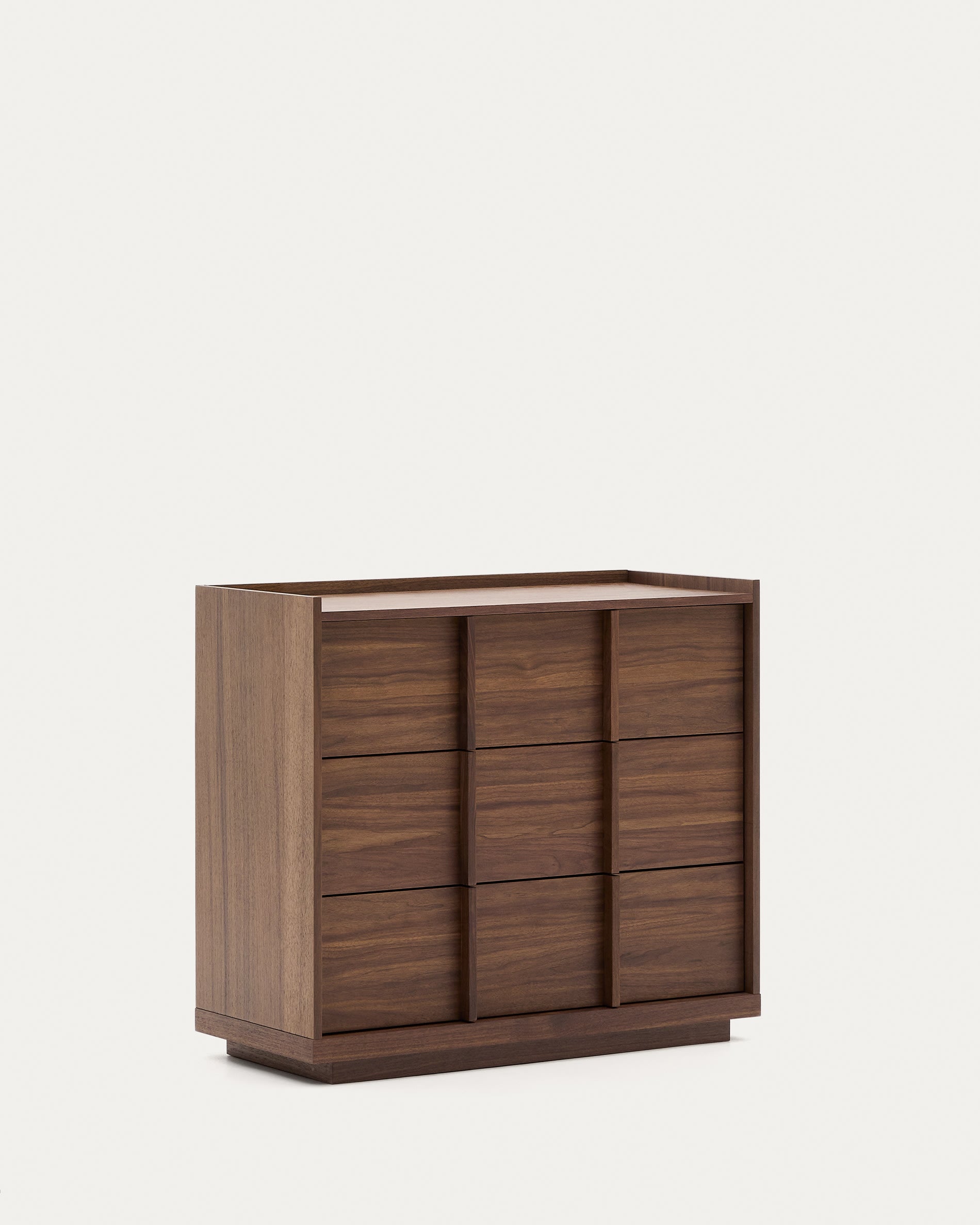 Onix chest of drawers with 3 drawers and walnut veneer, dark finish, 100 x 78 cm