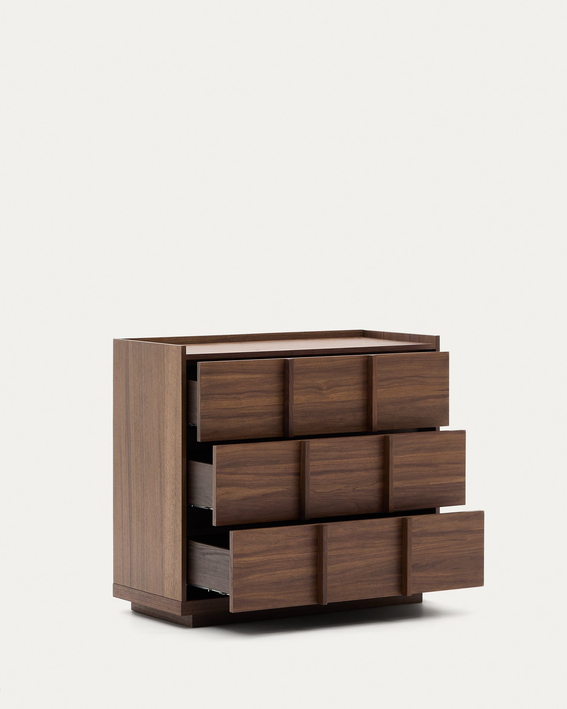 Onix chest of drawers with 3 drawers and walnut veneer, dark finish, 100 x 78 cm