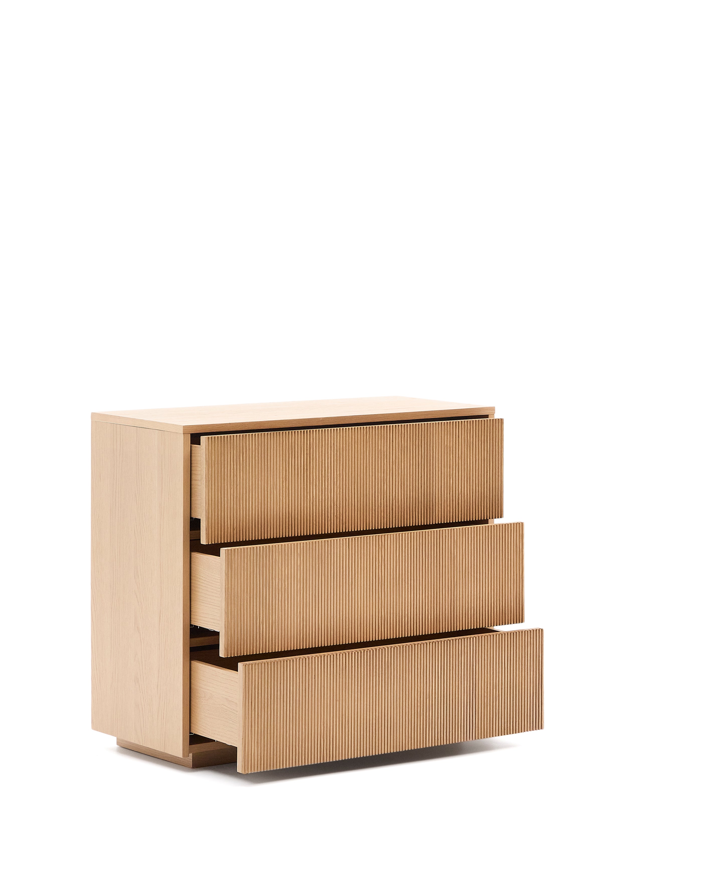 Helvine chest of 3 drawers in oak veneer 90 x 78 cm FSC 100% - Product Image