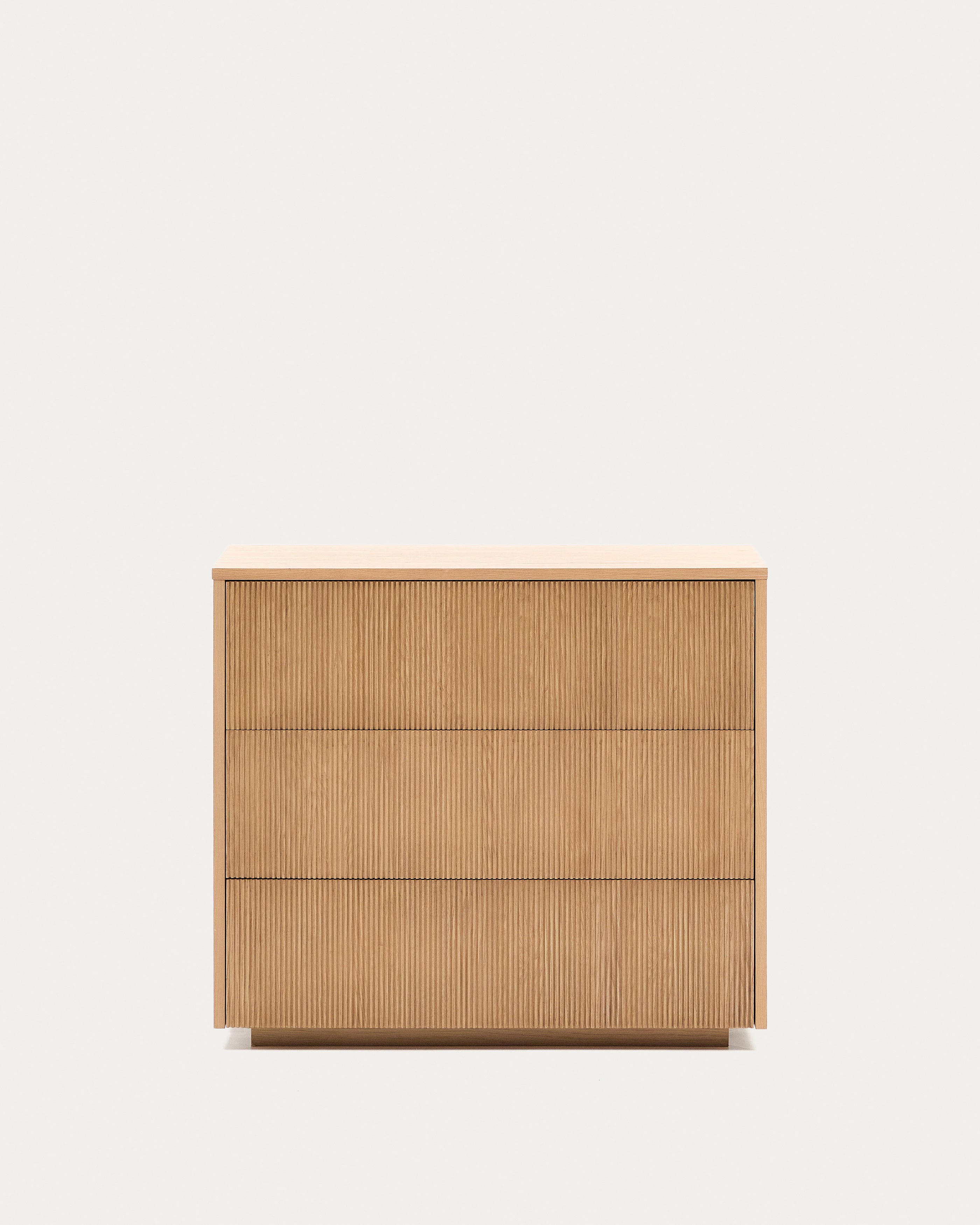 Helvine chest of 3 drawers in oak veneer 90 x 78 cm FSC 100% - Product View
