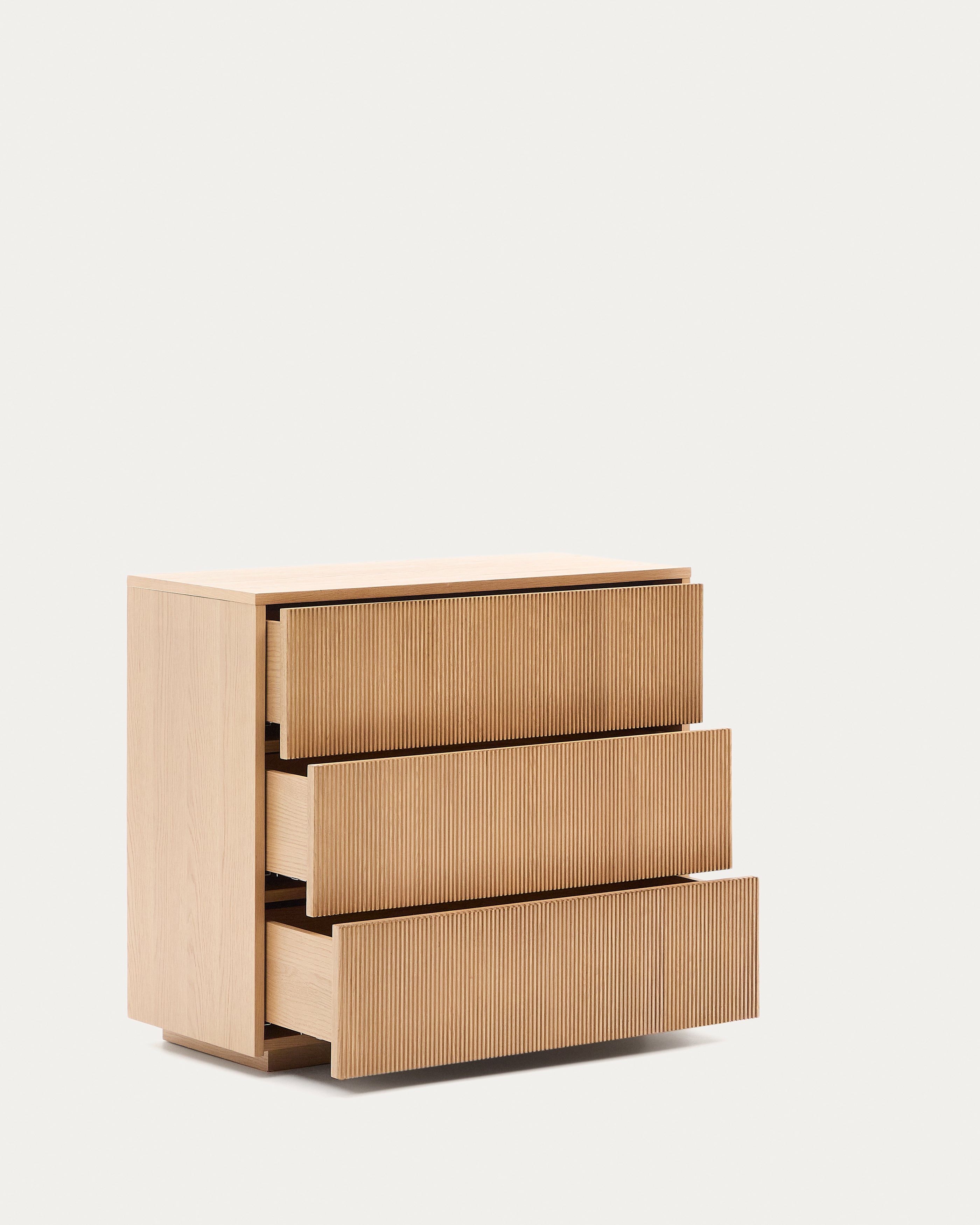 Helvine chest of 3 drawers in oak veneer 90 x 78 cm FSC 100% - Product View
