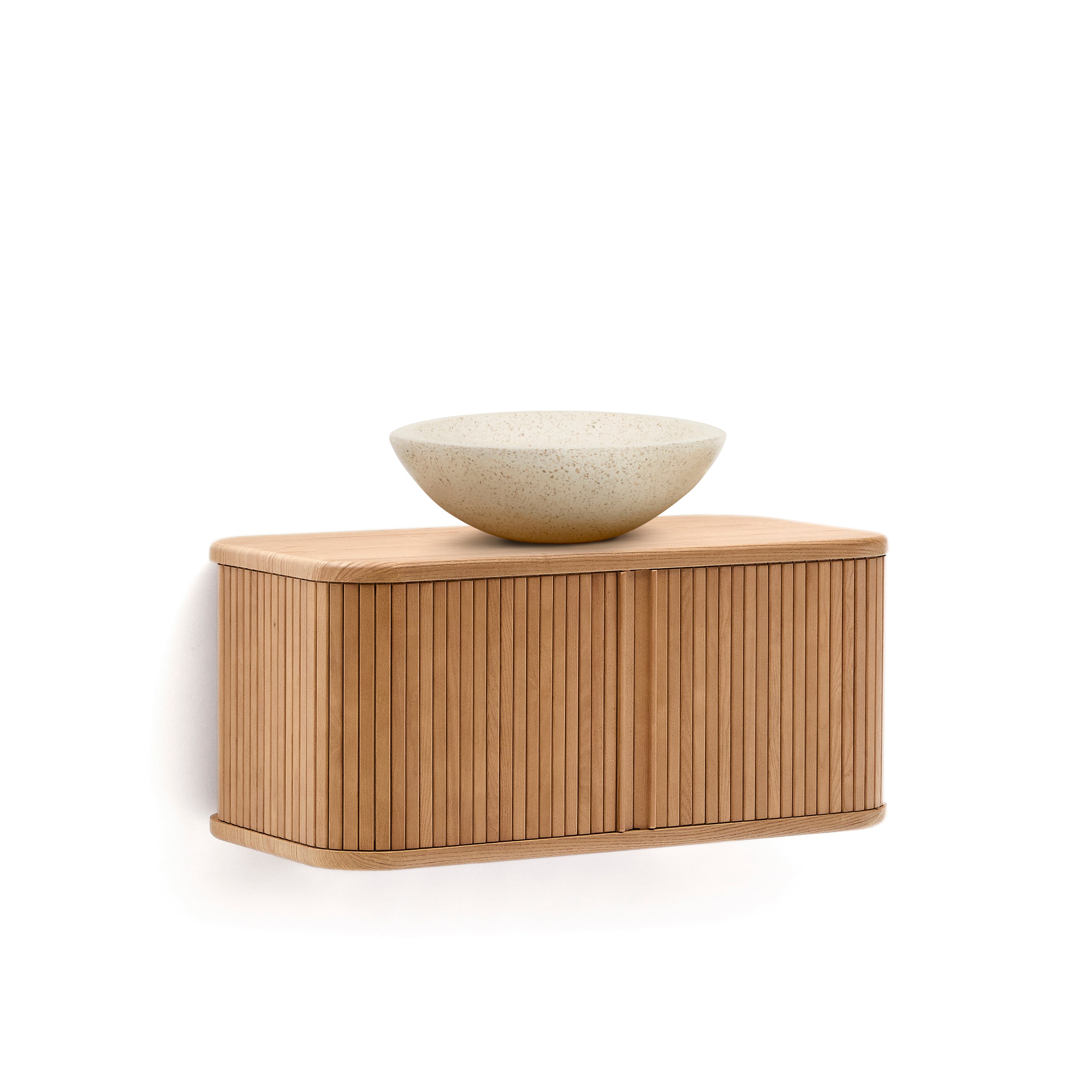 Mailen bathroom cupboard in ash veneer in a natural finish, 90 x 45 cm - Product Image