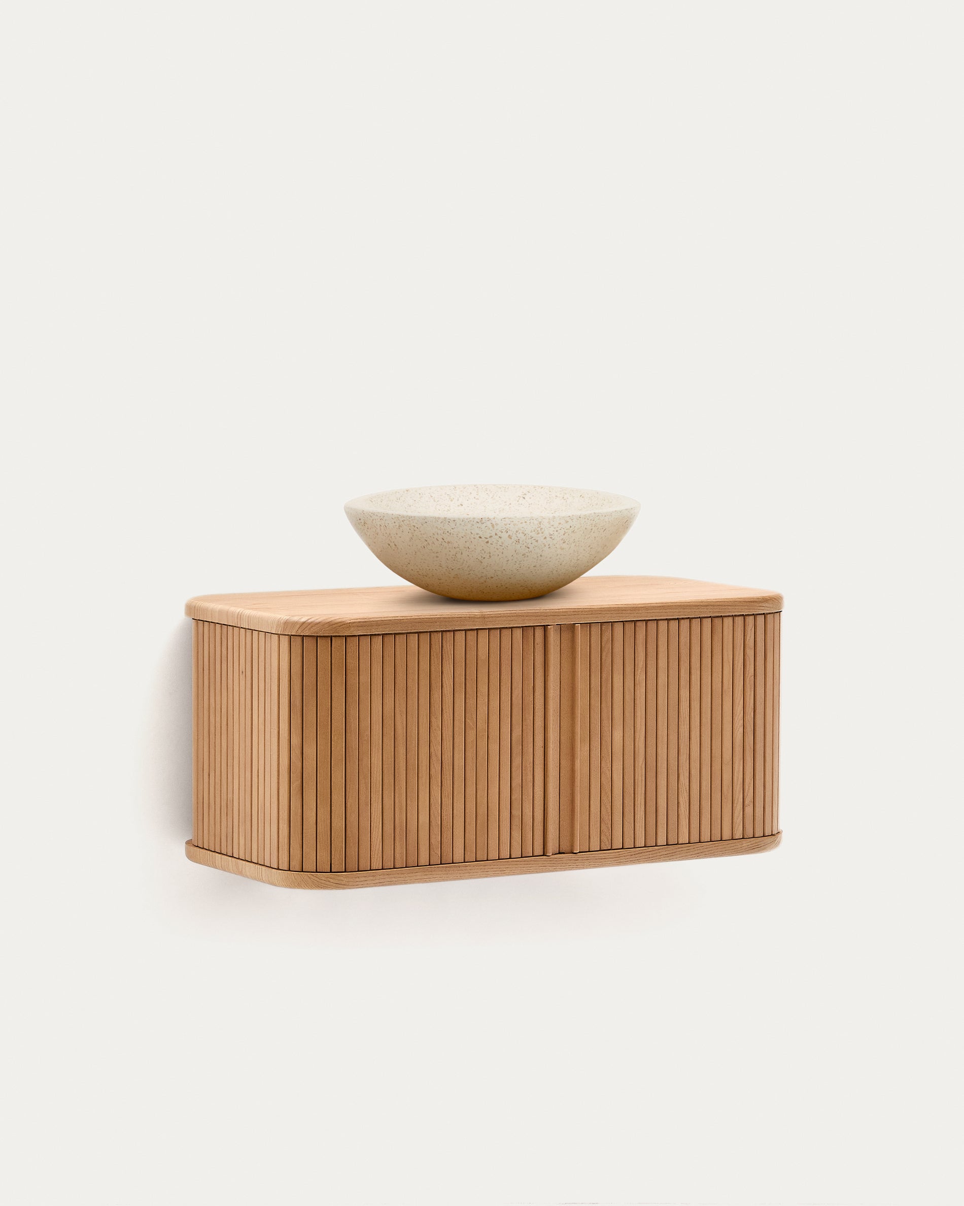 Mailen bathroom cupboard in ash veneer in a natural finish, 90 x 45 cm - Product View