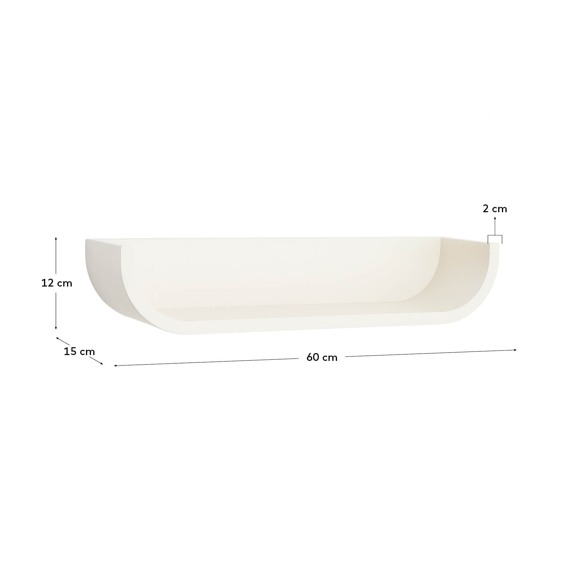 Salaya shelf in lacquered beige ash laminated plywood 60 x 12 cm - Measurements