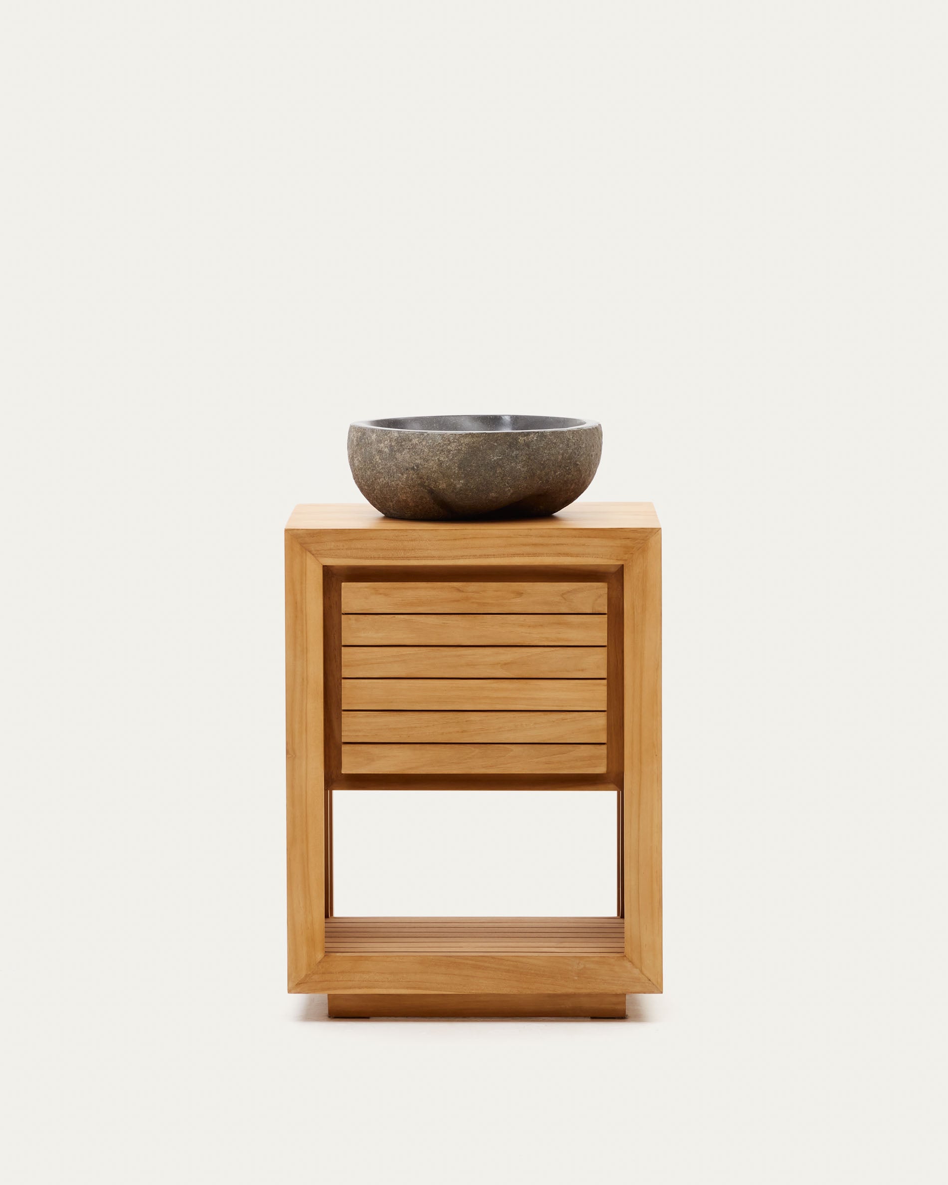 Saula bathroom furniture in solid teak wood with natural finish, 60 x 45 cm - Product View
