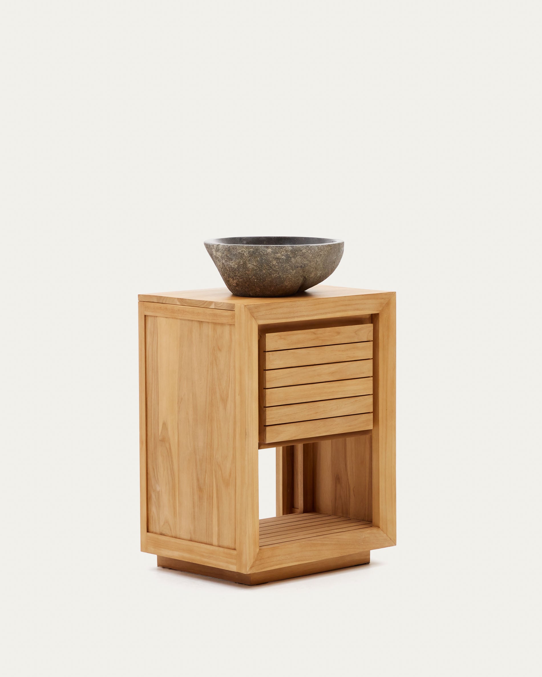 Saula bathroom furniture in solid teak wood with natural finish, 60 x 45 cm - Product View