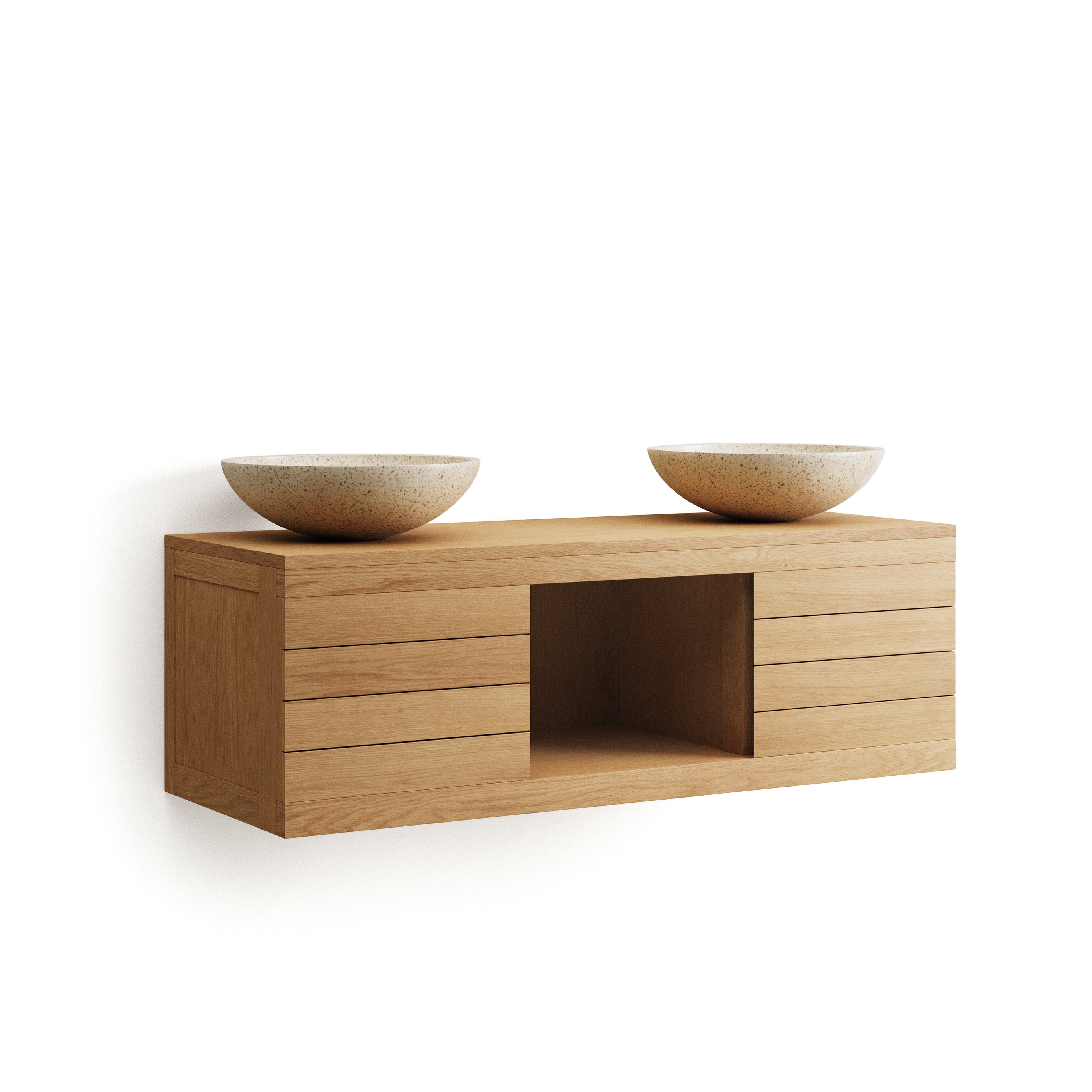 Yenit bathroom furniture in solid teak wood with a natural finish, 120 x 45 cm - Product Image