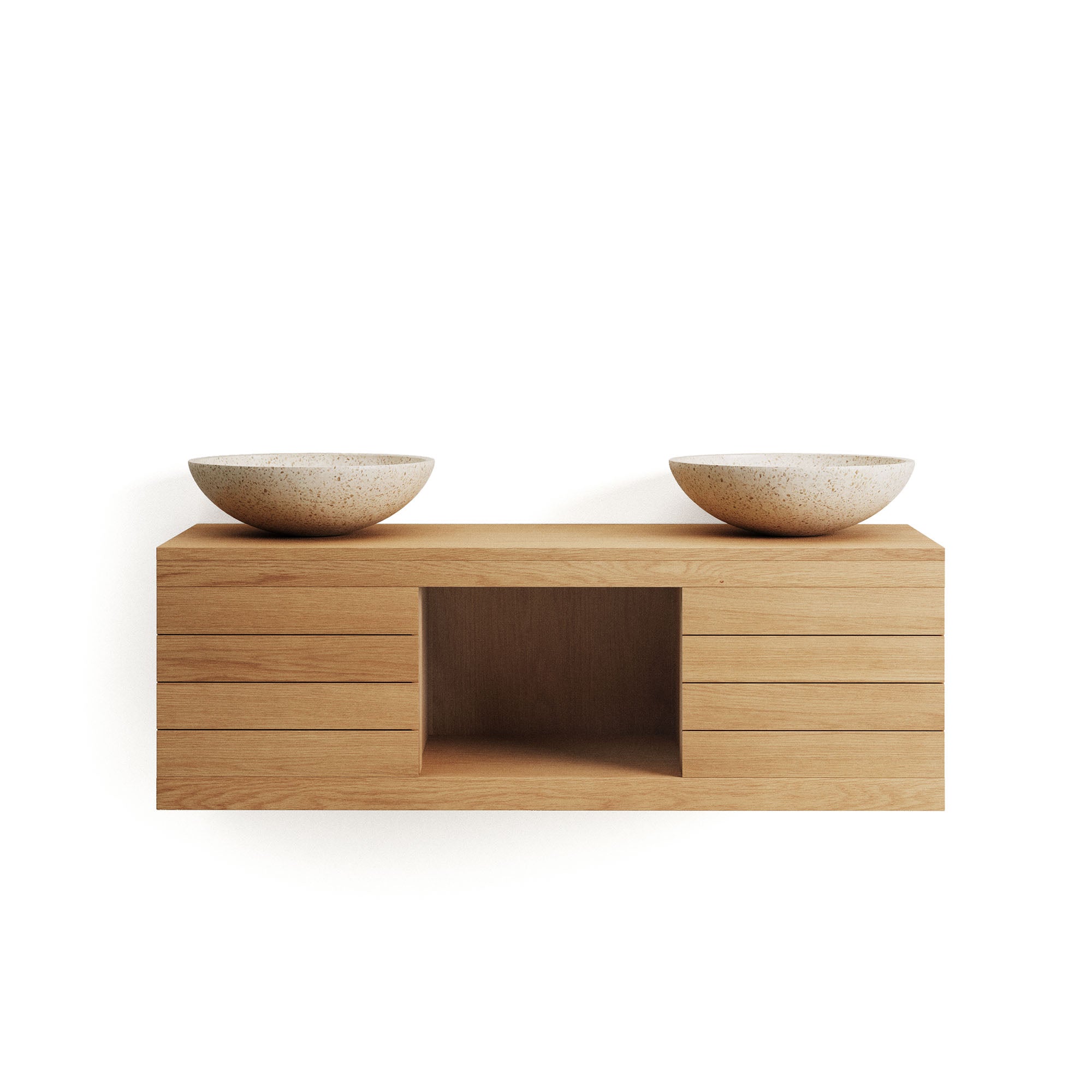 Yenit bathroom furniture in solid teak wood with a natural finish, 120 x 45 cm - Product Image