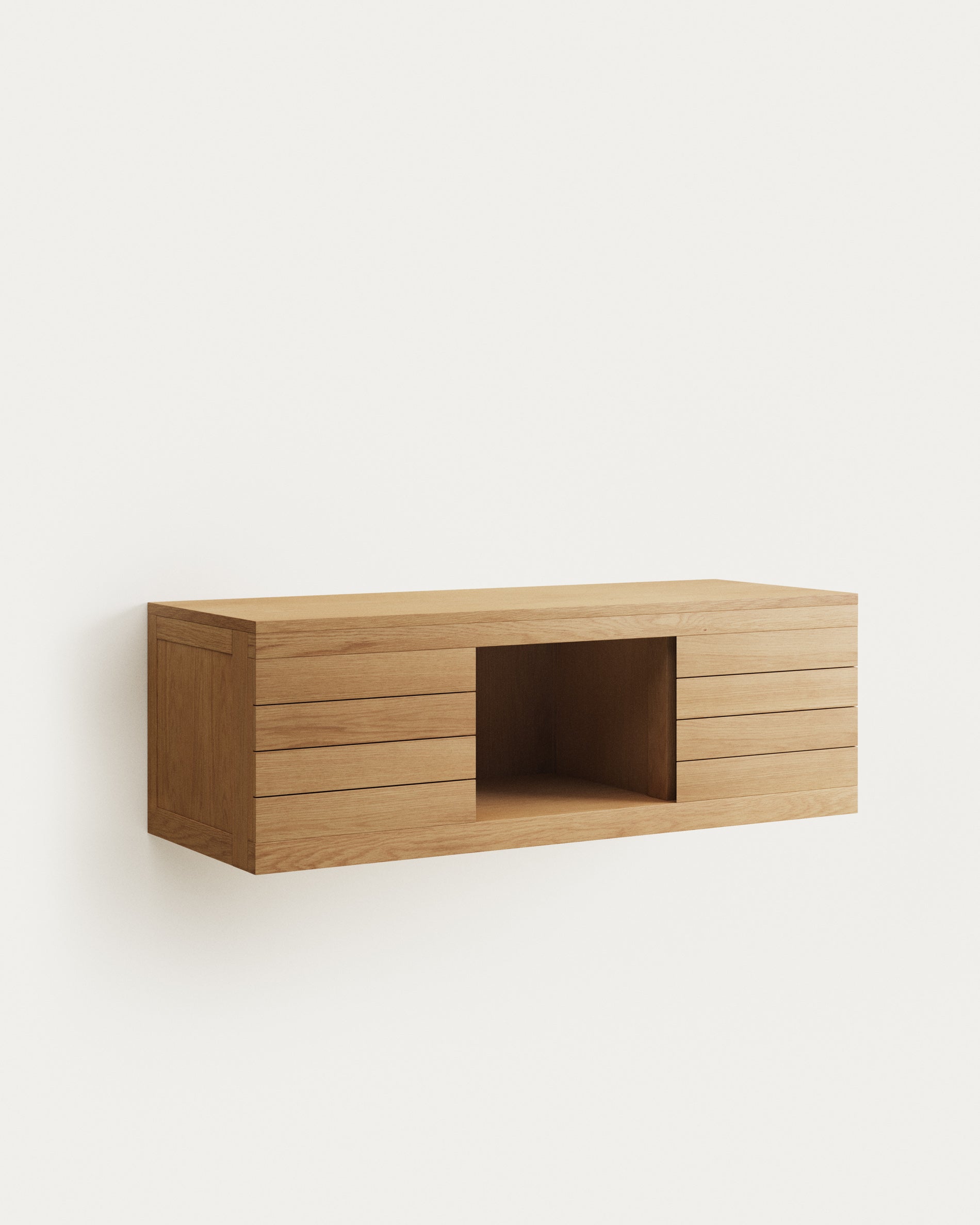 Yenit bathroom furniture in solid teak wood with a natural finish, 120 x 45 cm - Product View