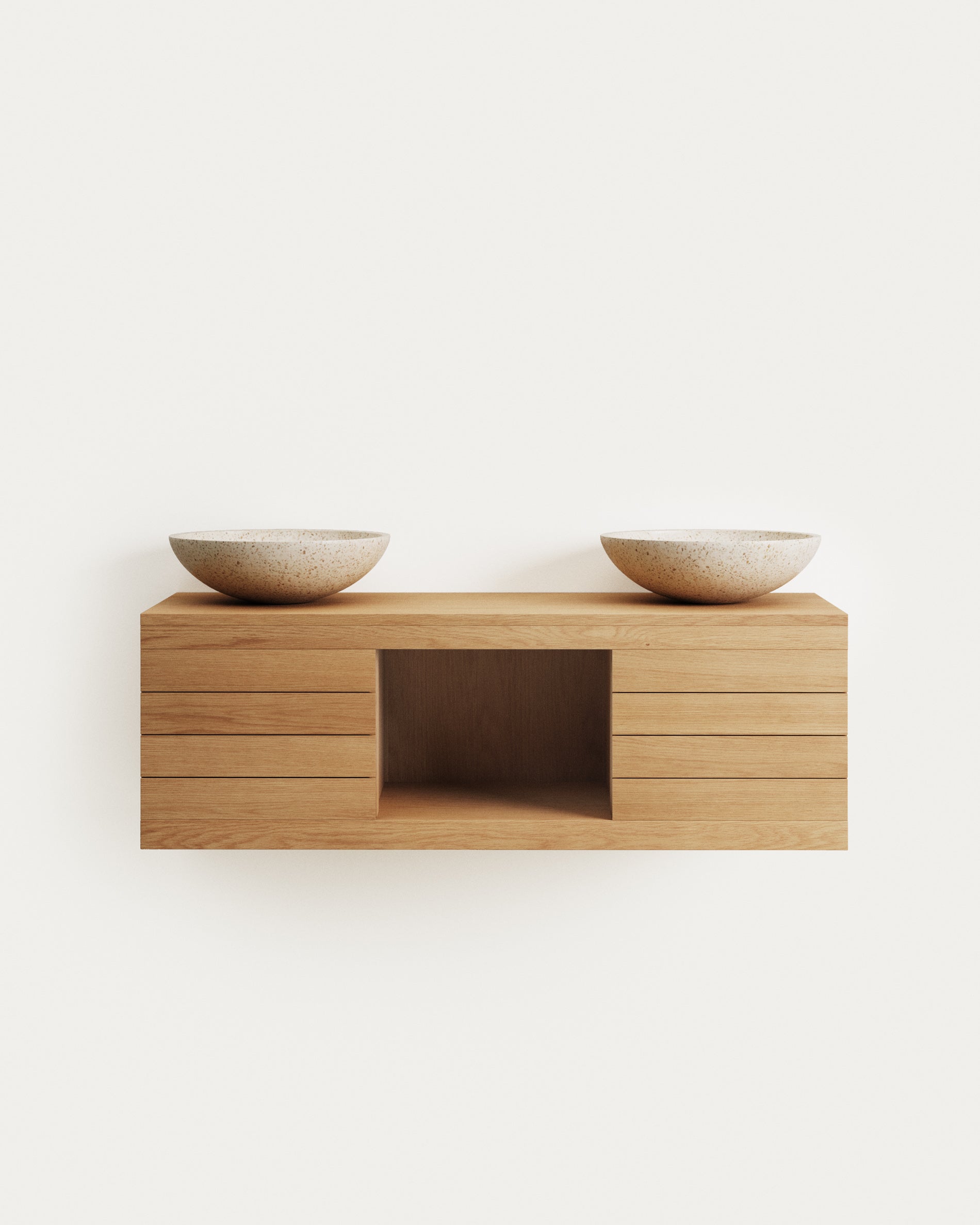 Yenit bathroom furniture in solid teak wood with a natural finish, 120 x 45 cm - Product View