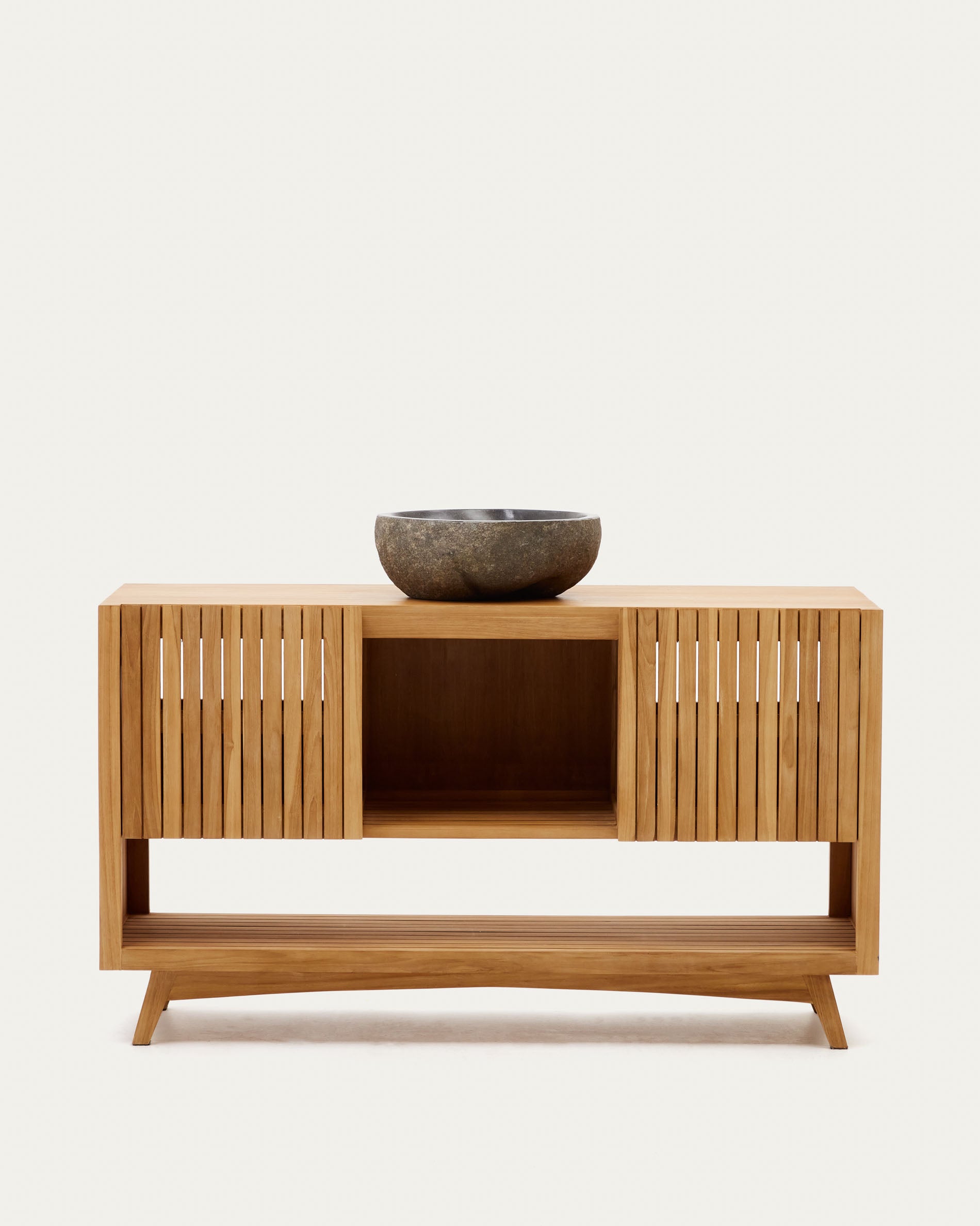 Kuveni bathroom furniture in solid teak wood with a natural finish,  140 x 50 cm - Product View
