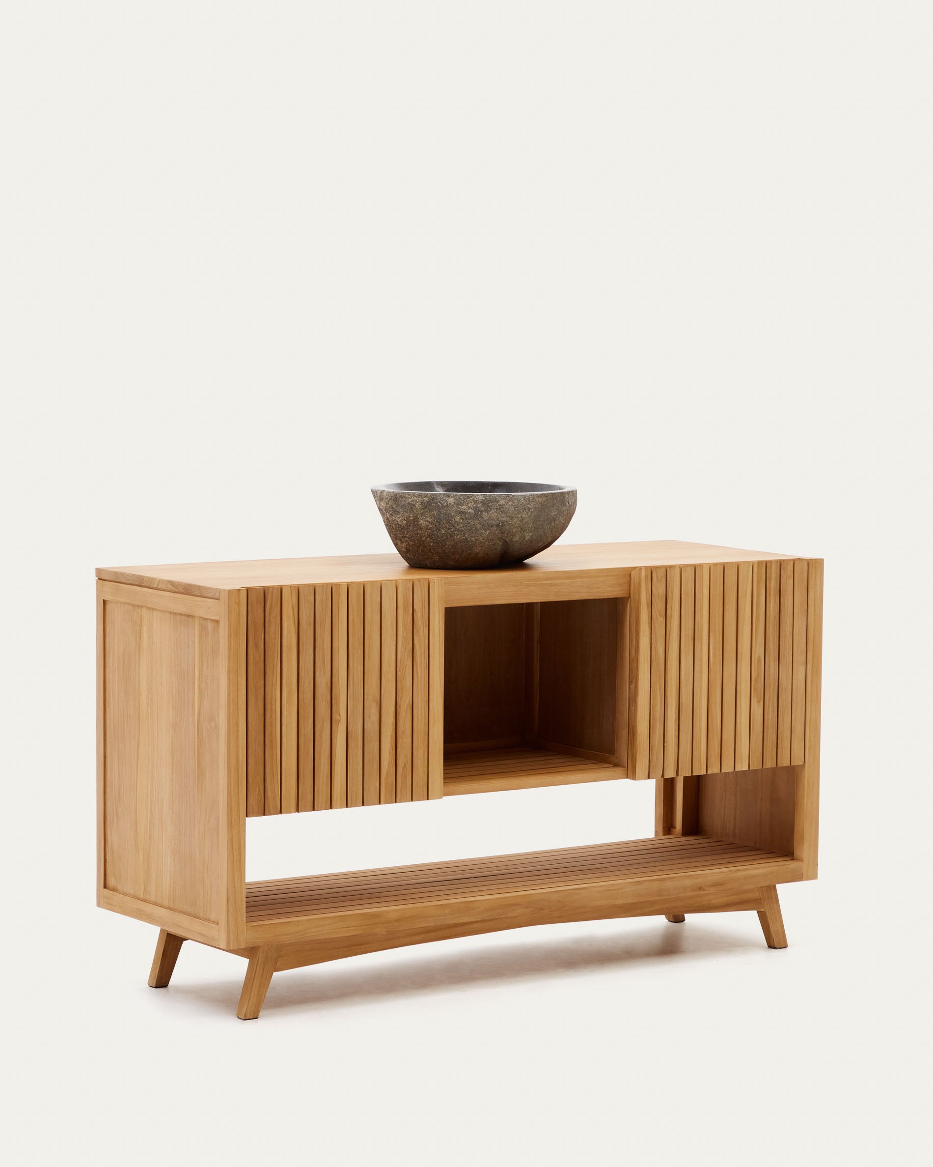 Kuveni bathroom furniture made of solid teak wood with a natural finish, 140 x 50 cm