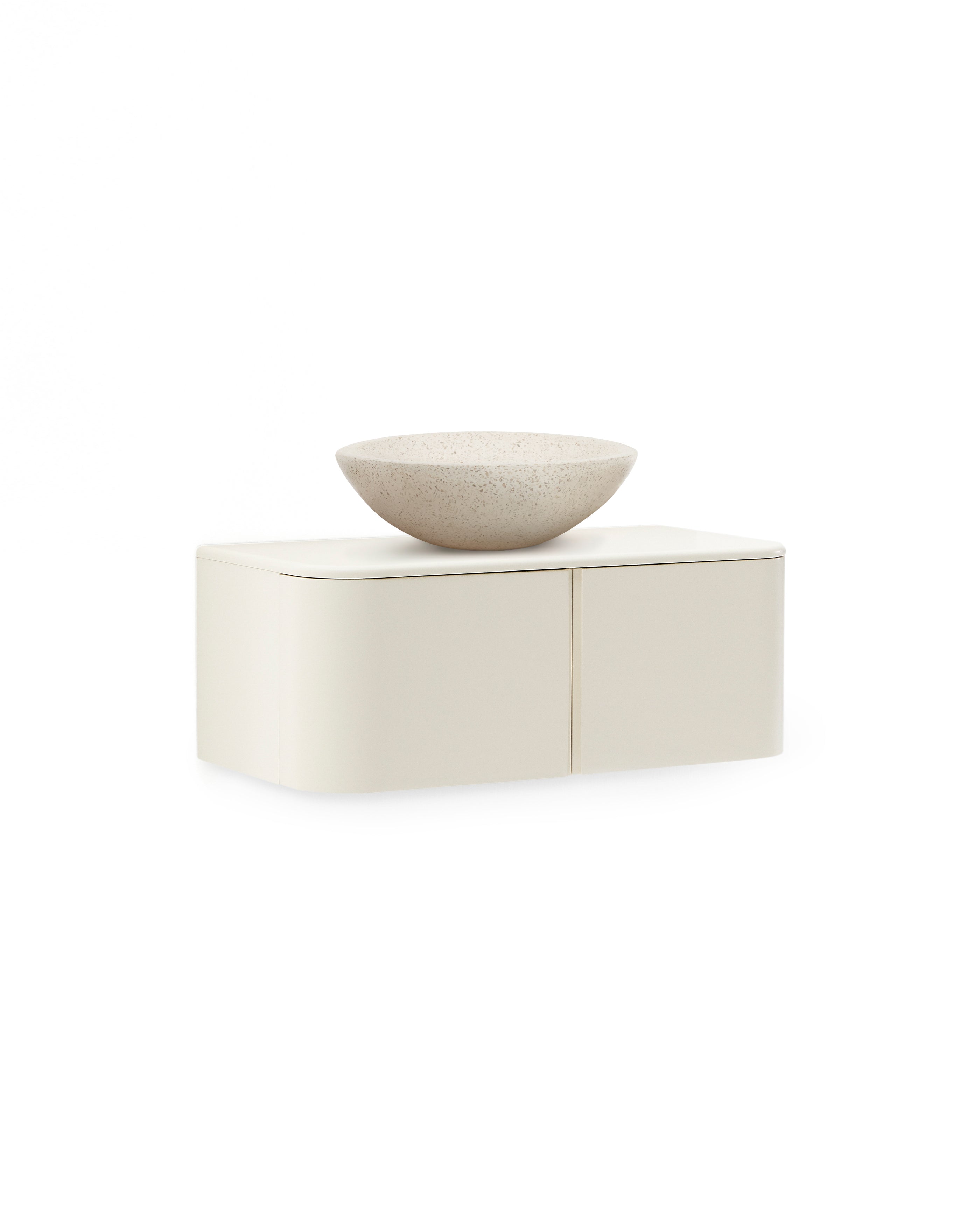 Salaya bathroom furniture in lacquered beige ash laminated plywood 90 x 45 cm - Product Image