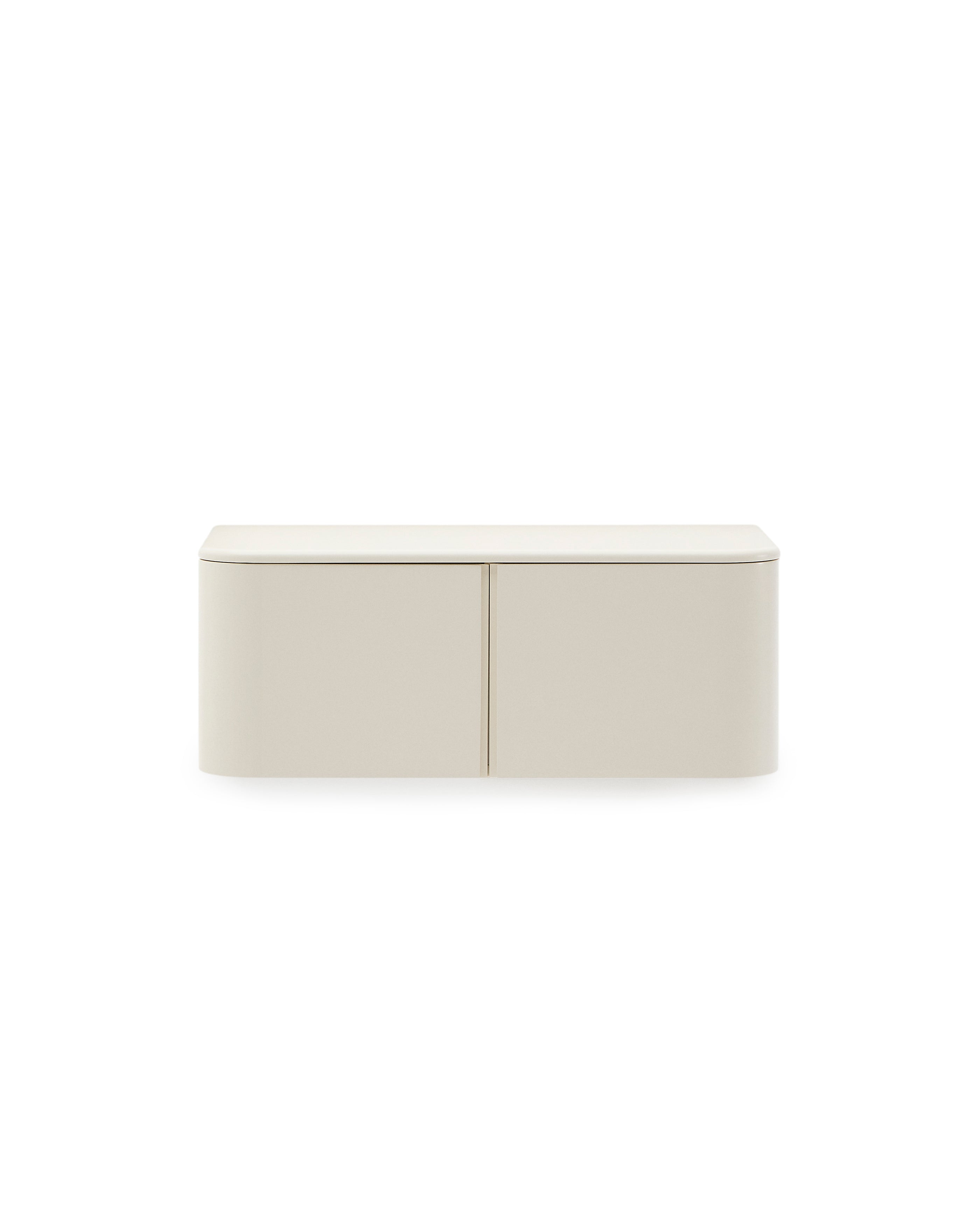 Salaya bathroom furniture in lacquered beige ash laminated plywood 90 x 45 cm - Product Image