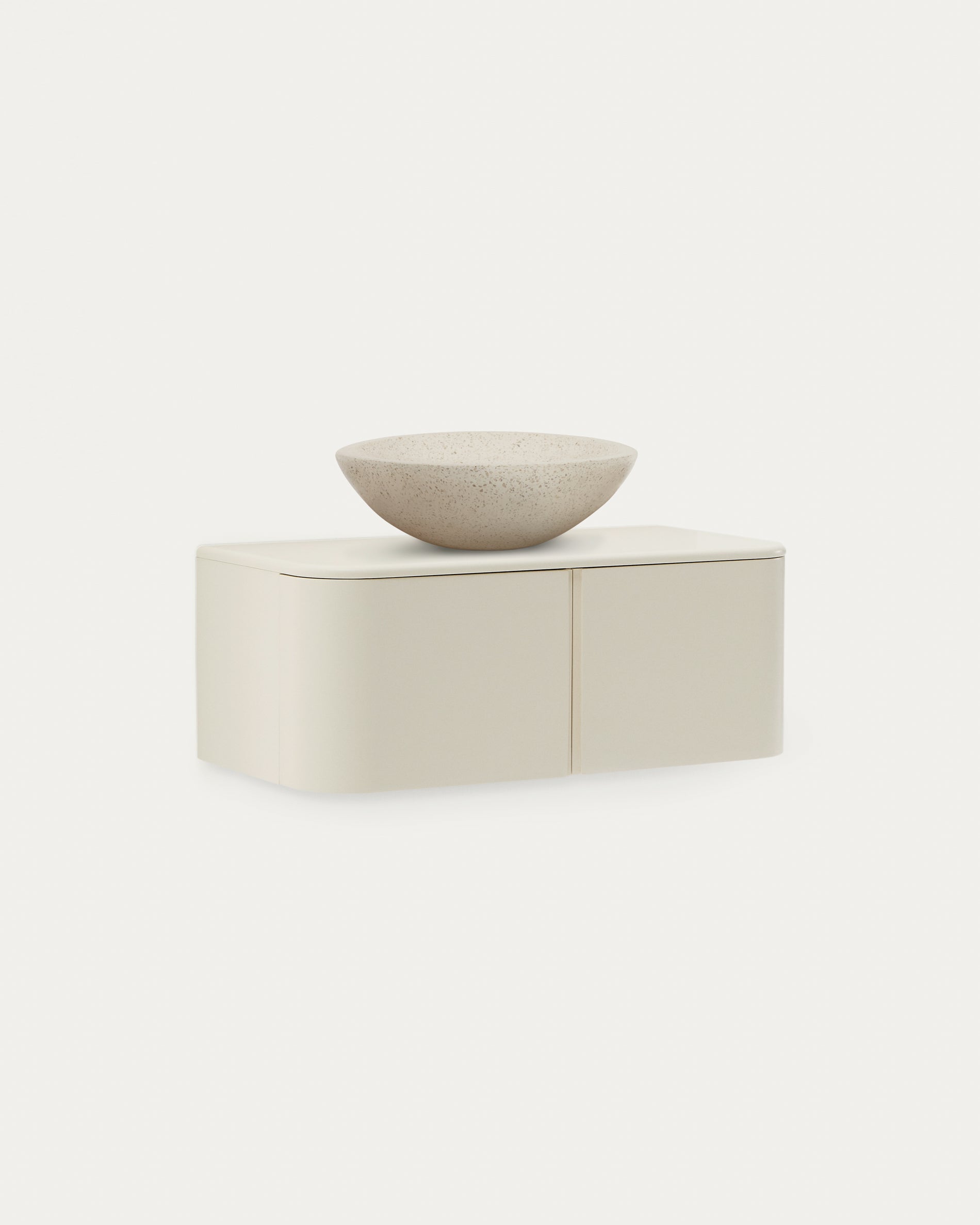 Salaya bathroom furniture in lacquered beige ash laminated plywood 90 x 45 cm - Product View