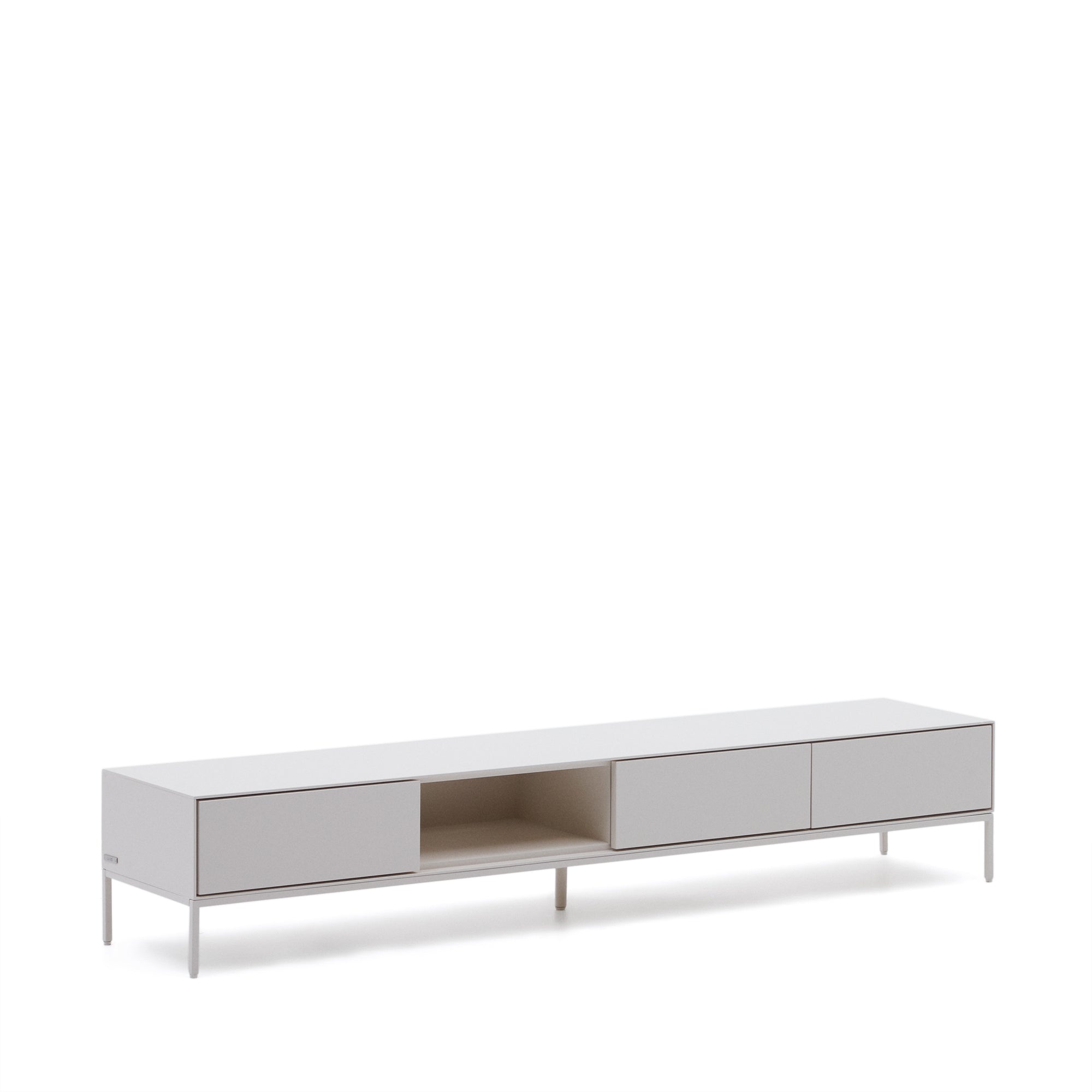 Vedrana TV 3-drawer cabinet white lacquered MDF 195 x 35 cm - Product Image