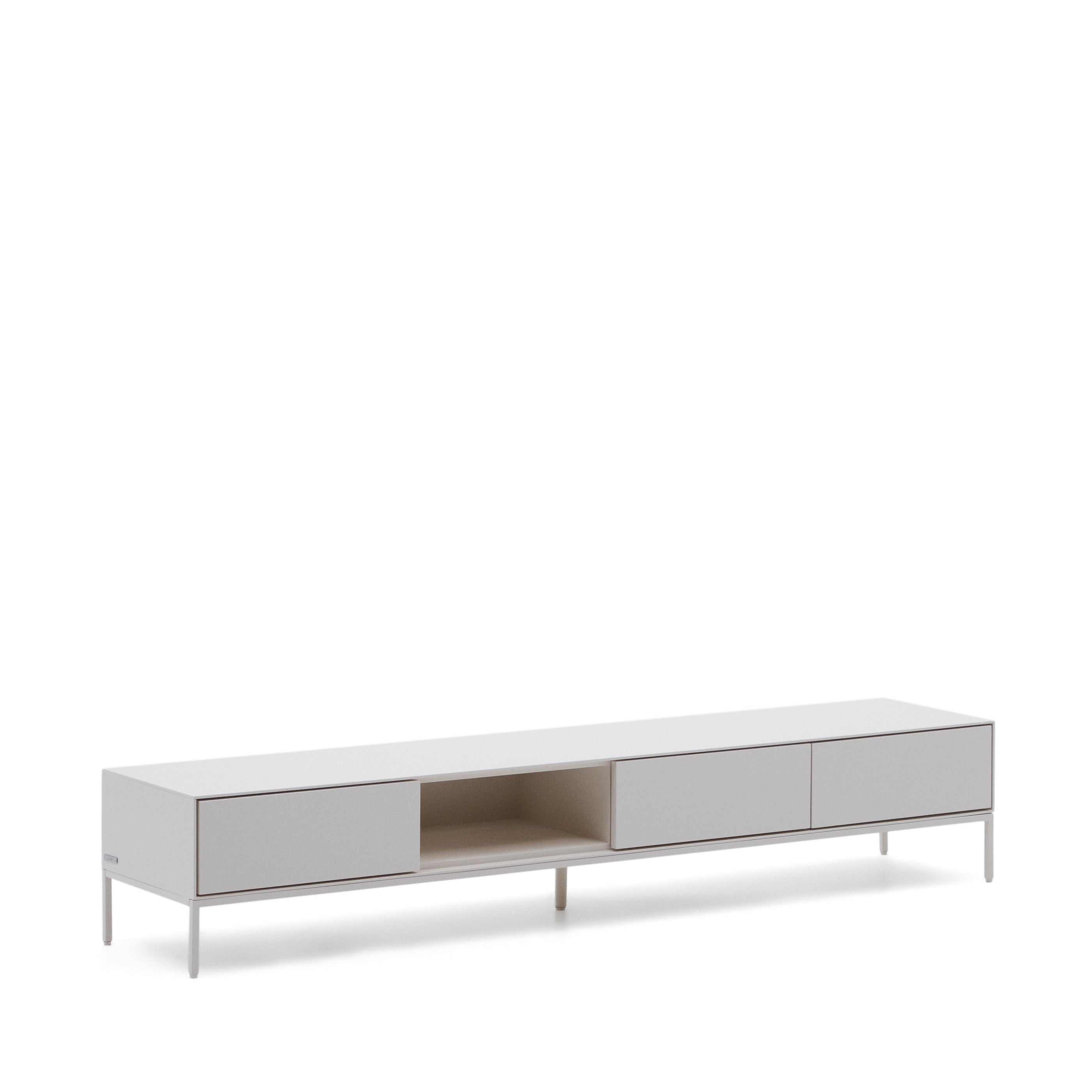 Vedrana TV 3-drawer cabinet white lacquered MDF 195 x 35 cm - Product Image
