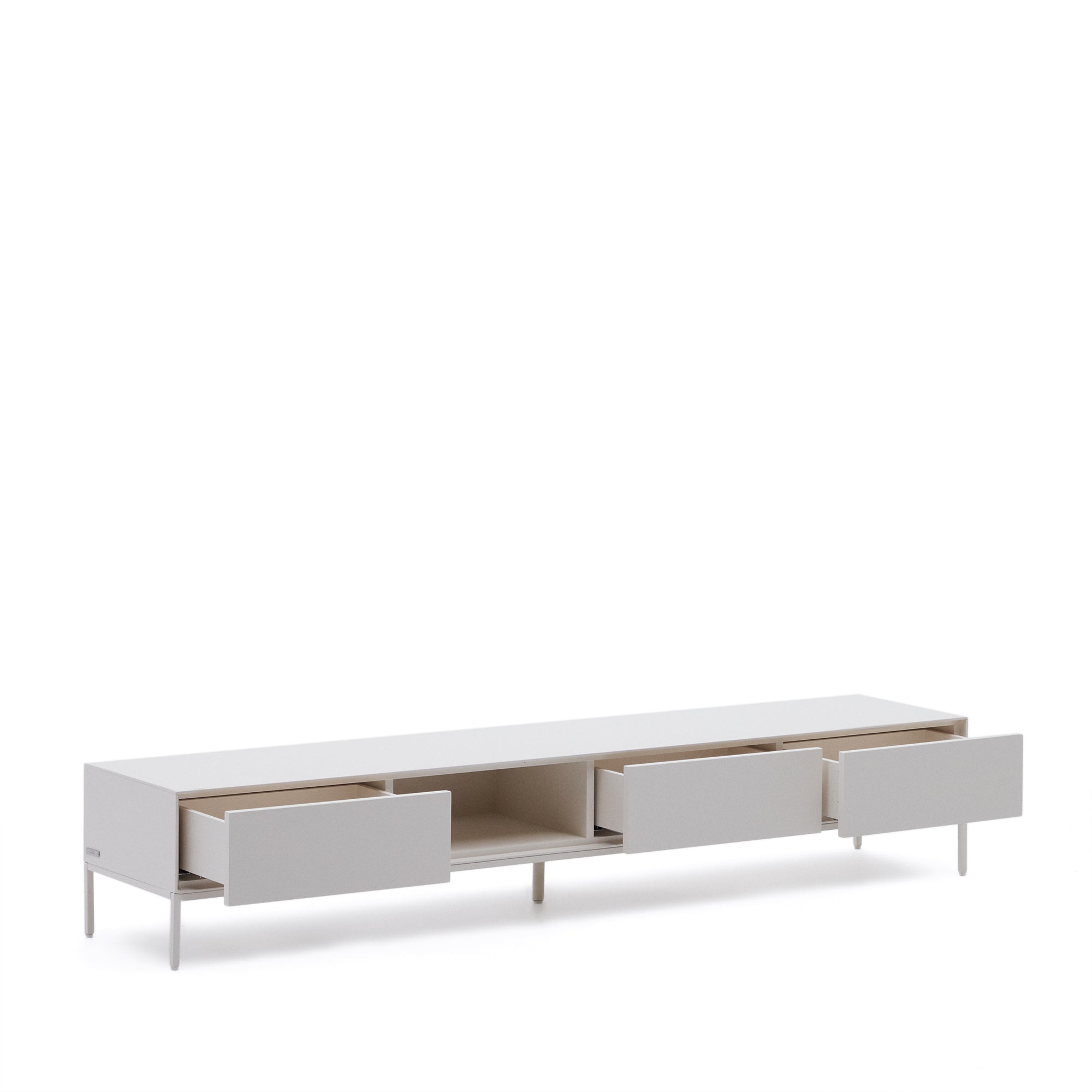 Vedrana TV 3-drawer cabinet white lacquered MDF 195 x 35 cm - Product Image